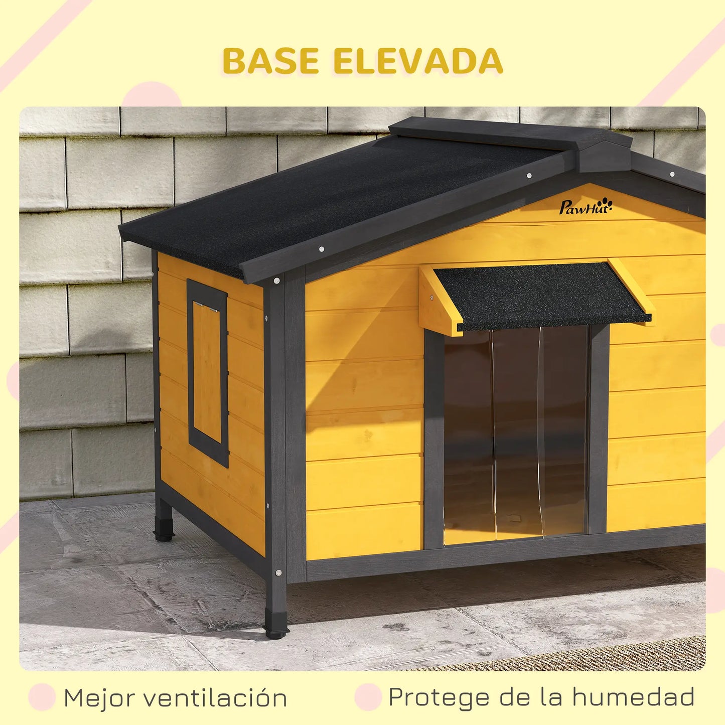 Niche pour Chiens Extérieure en Bois avec Toit en Asphalte