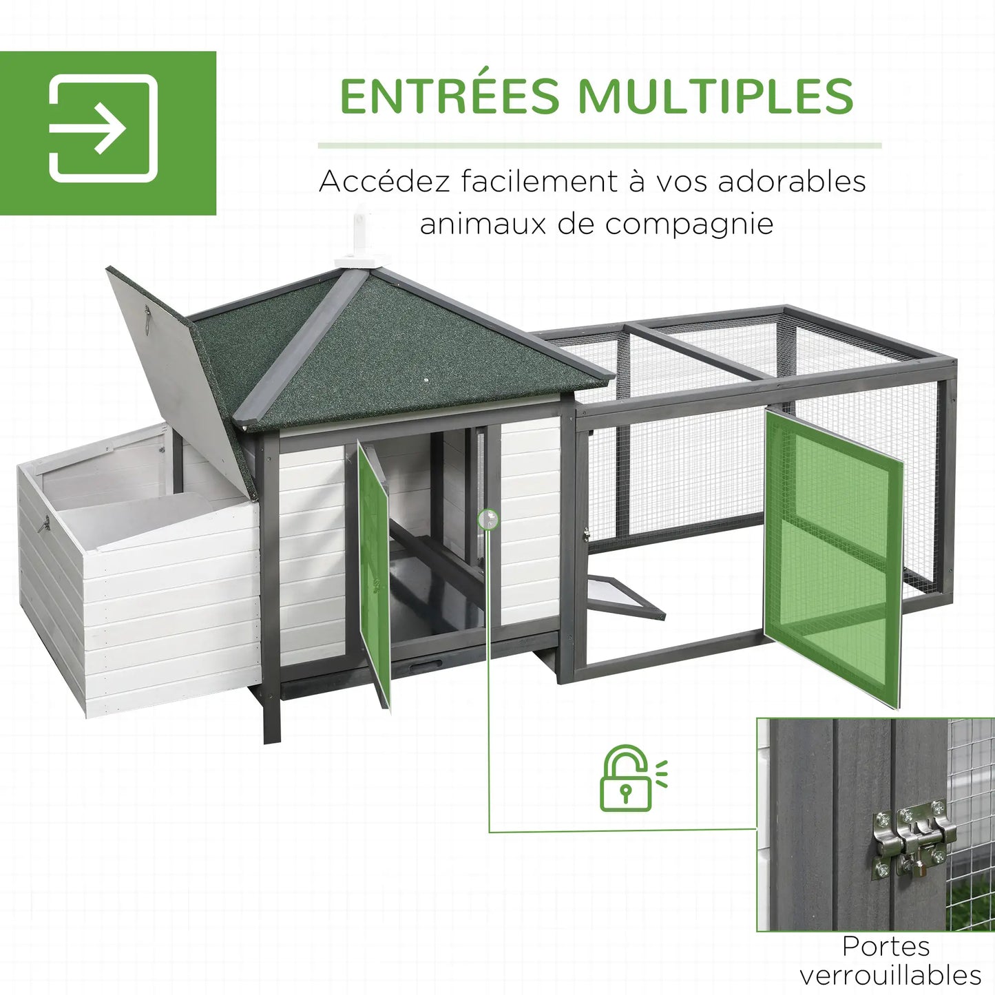 Poulailler cottage multi-équipement en bois pin