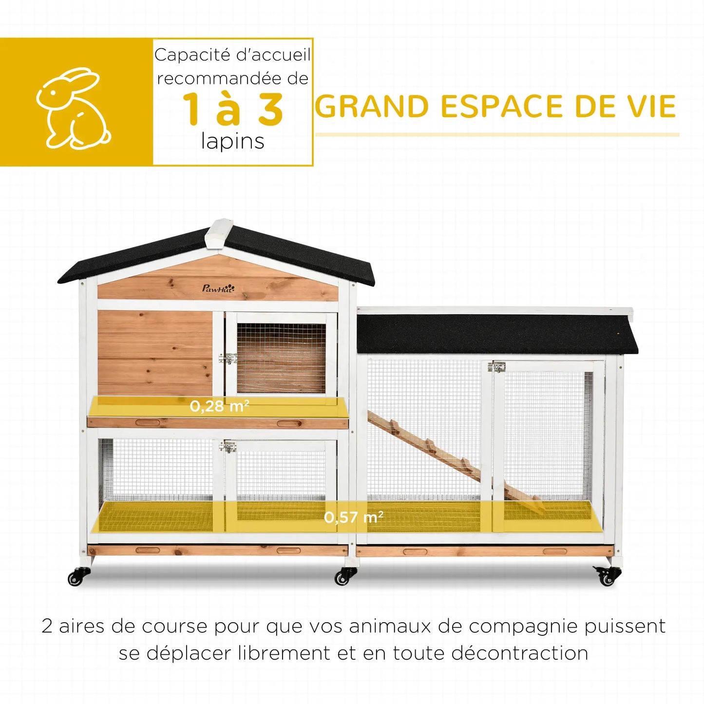 Clapier pour lapins & rongeurs en bois de sapin