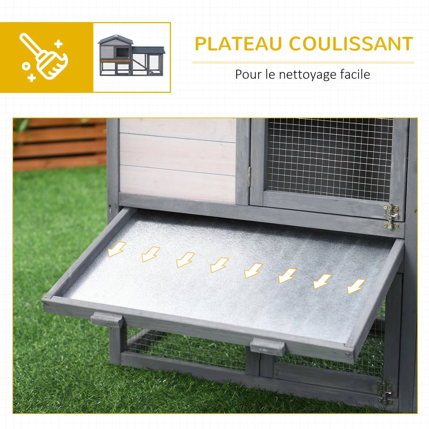 Clapier pour lapins & rongeurs en bois de pin