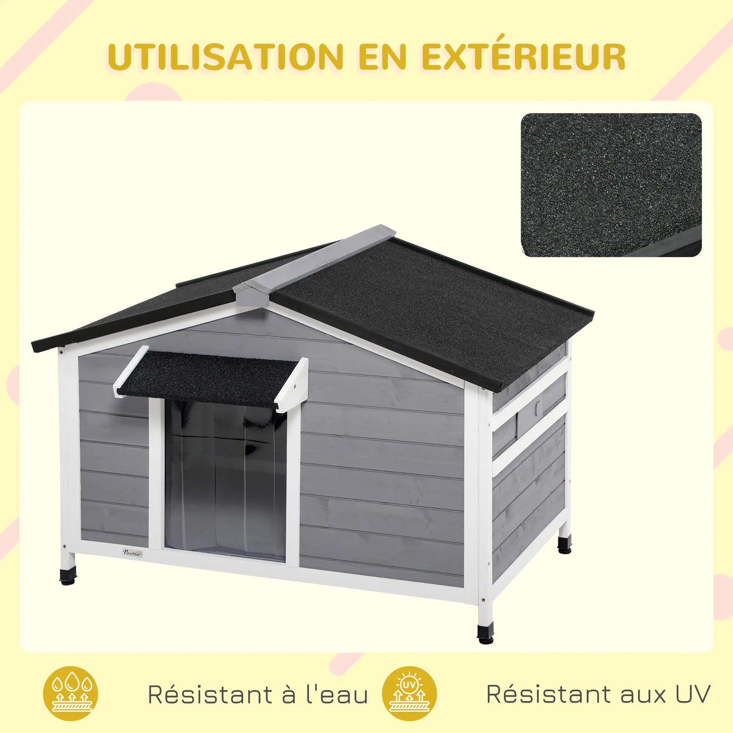 Niche pour chien style cottage en bois de sapin