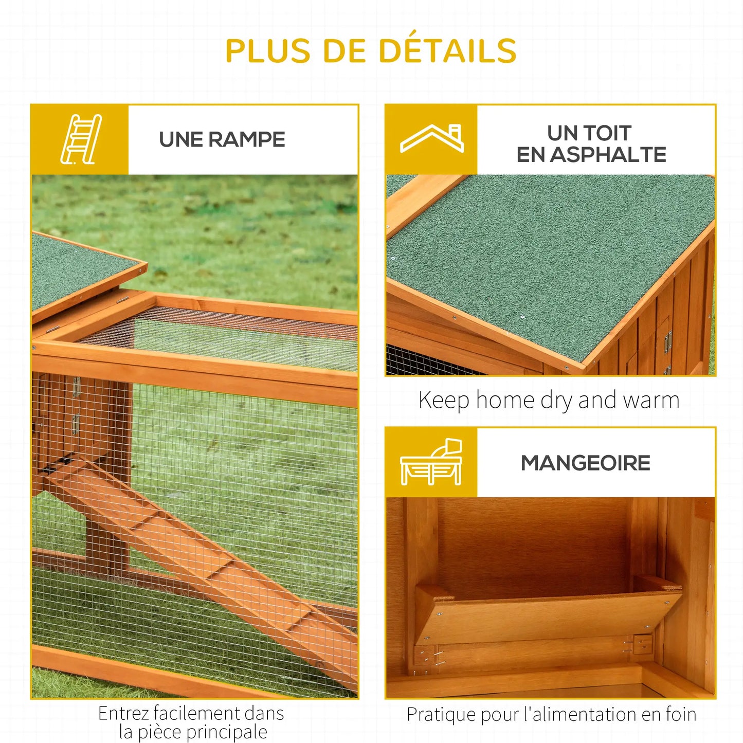 Clapier pour lapins & rongeurs en bois de pin