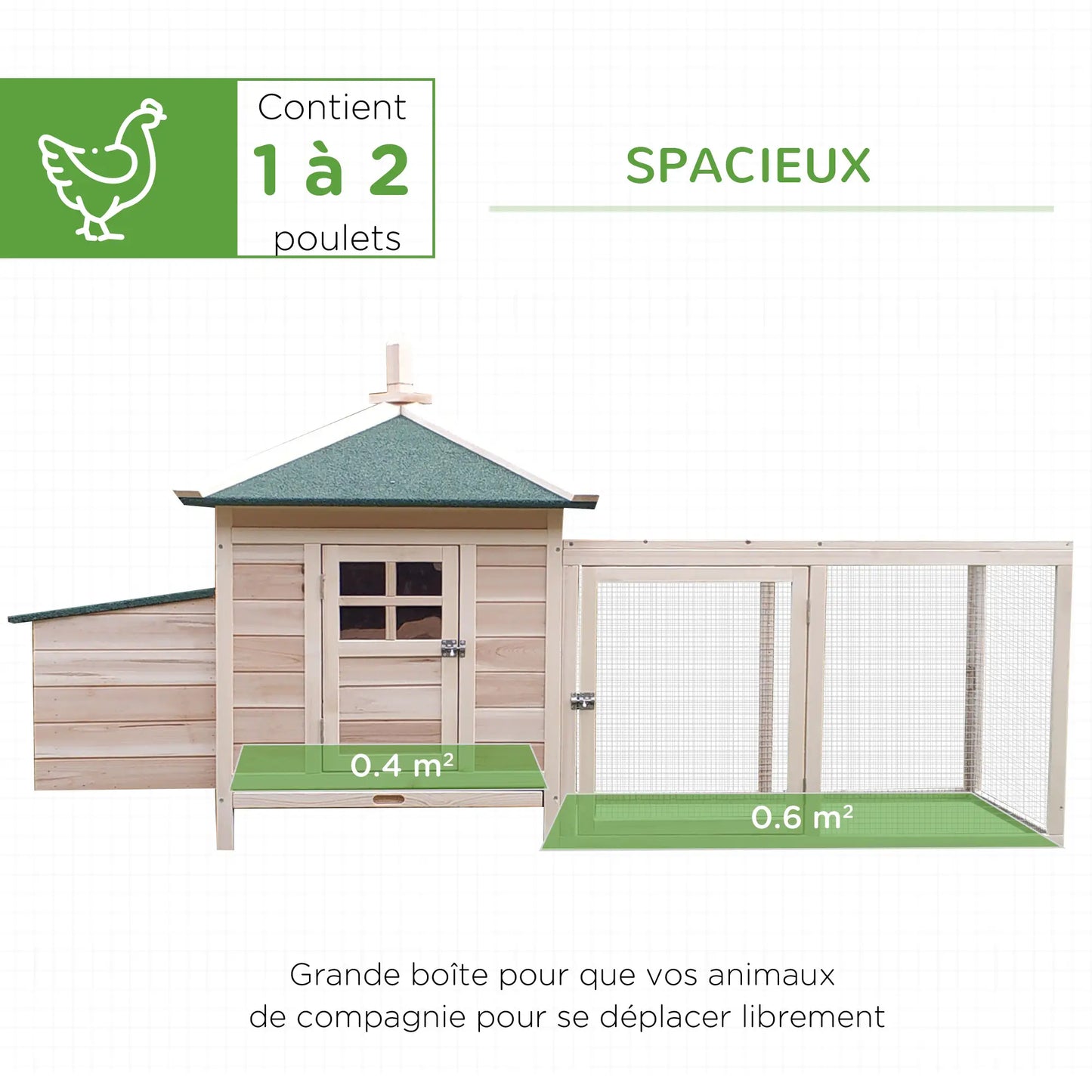 Poulailler cottage multi-équipement en bois de pin