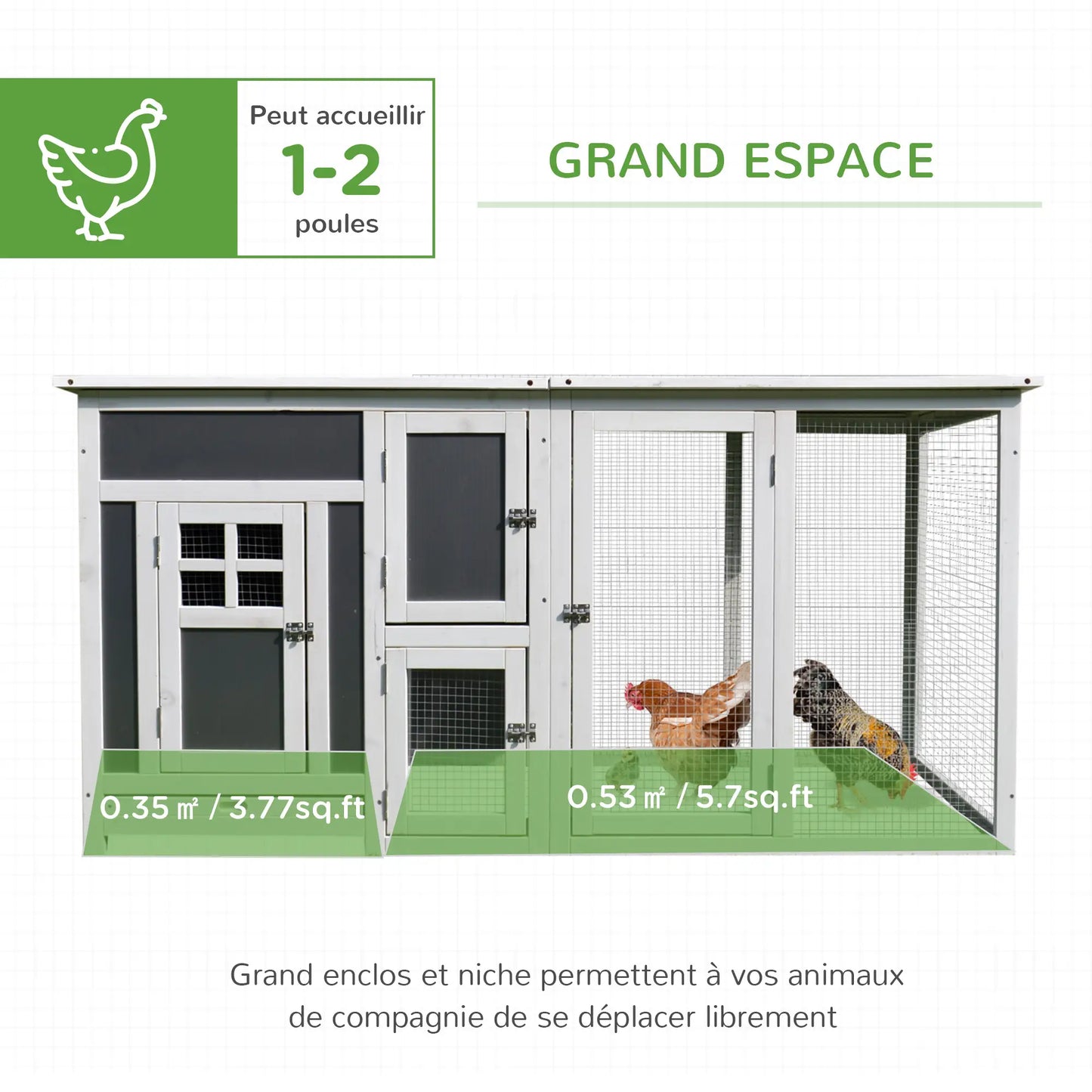 Poulailler multi-équipements en bois de pin