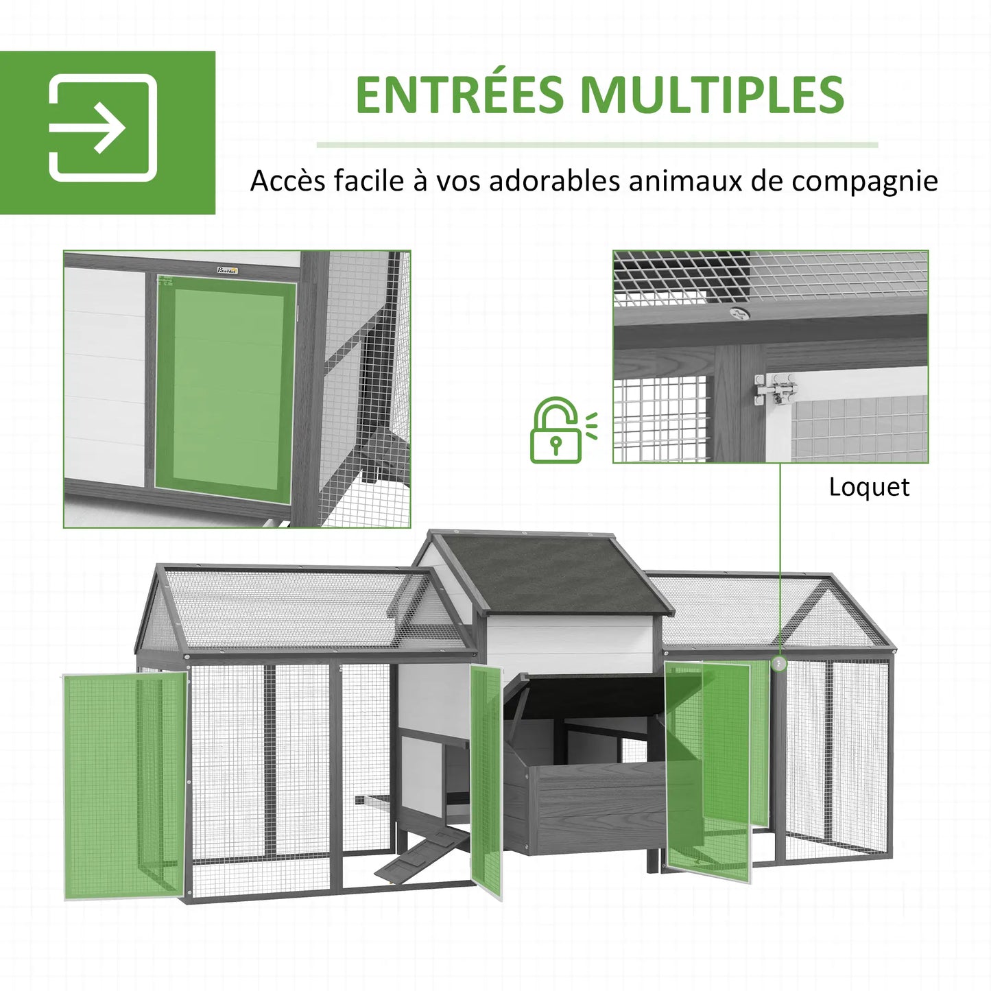 Poulailler en bois avec 2 enclos modulables