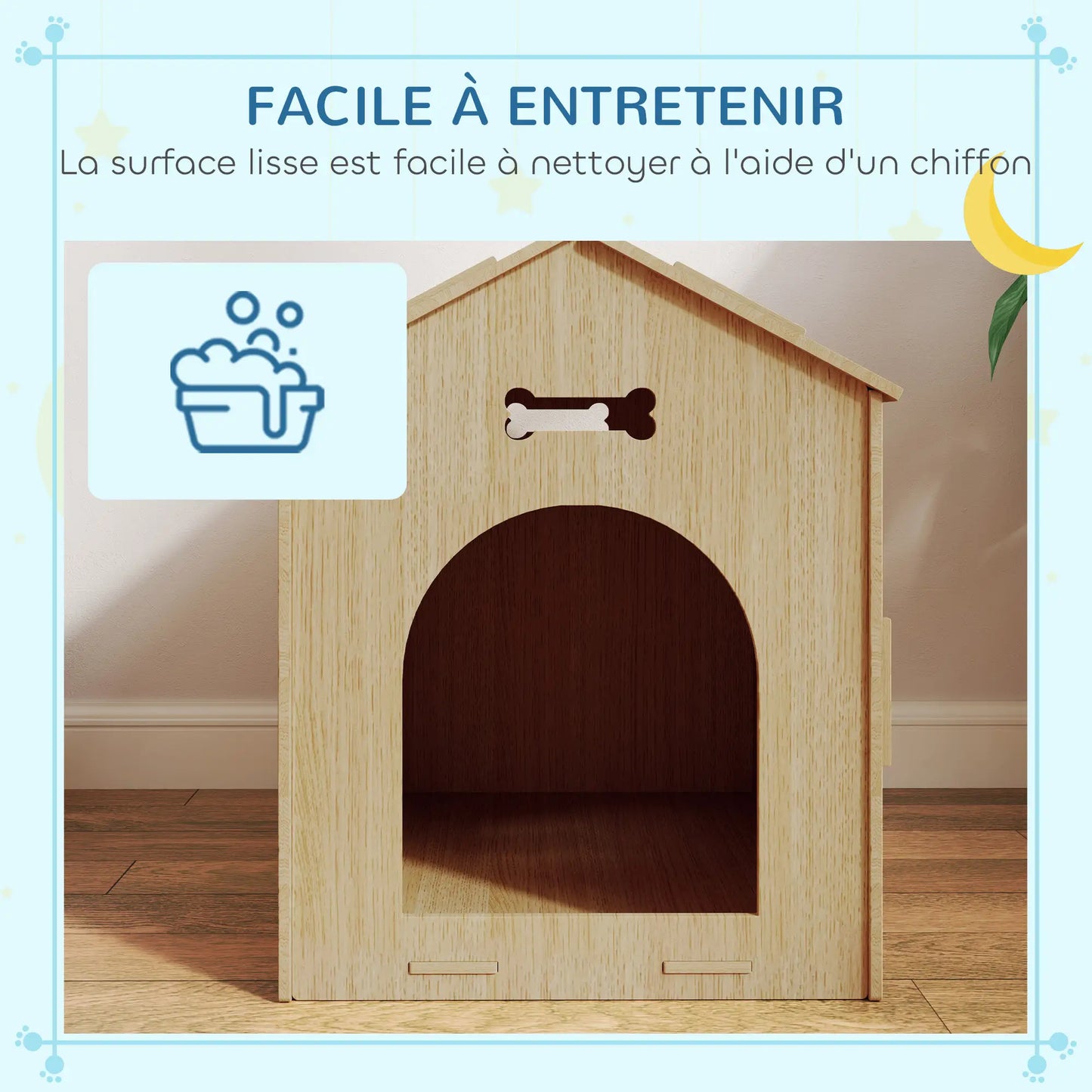Niche pour chien en bois de chêne
