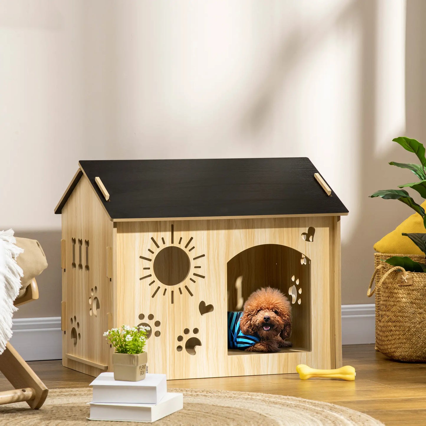 Niche pour chien en bois de chêne