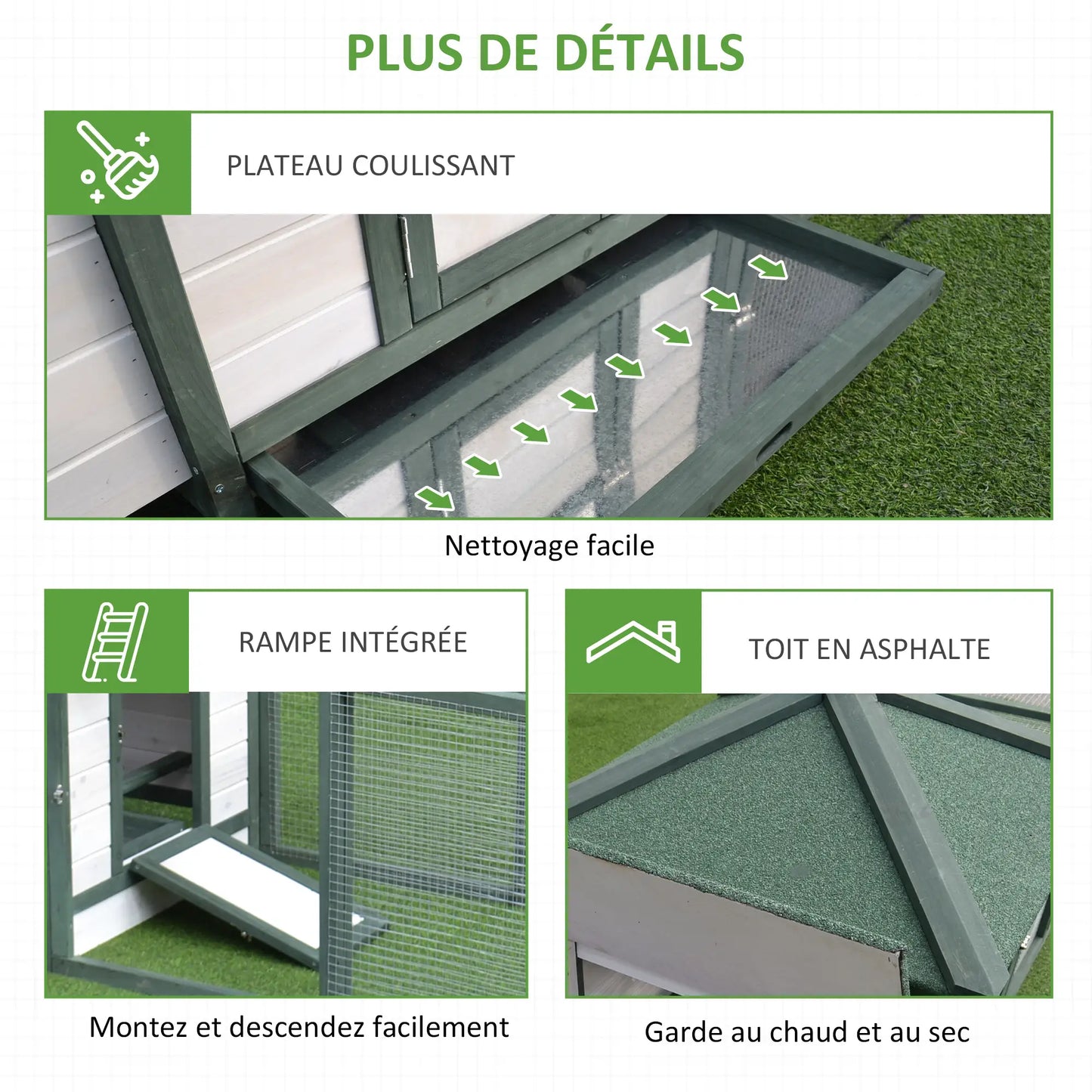 Poulailler cottage multi-équipement en bois de pin