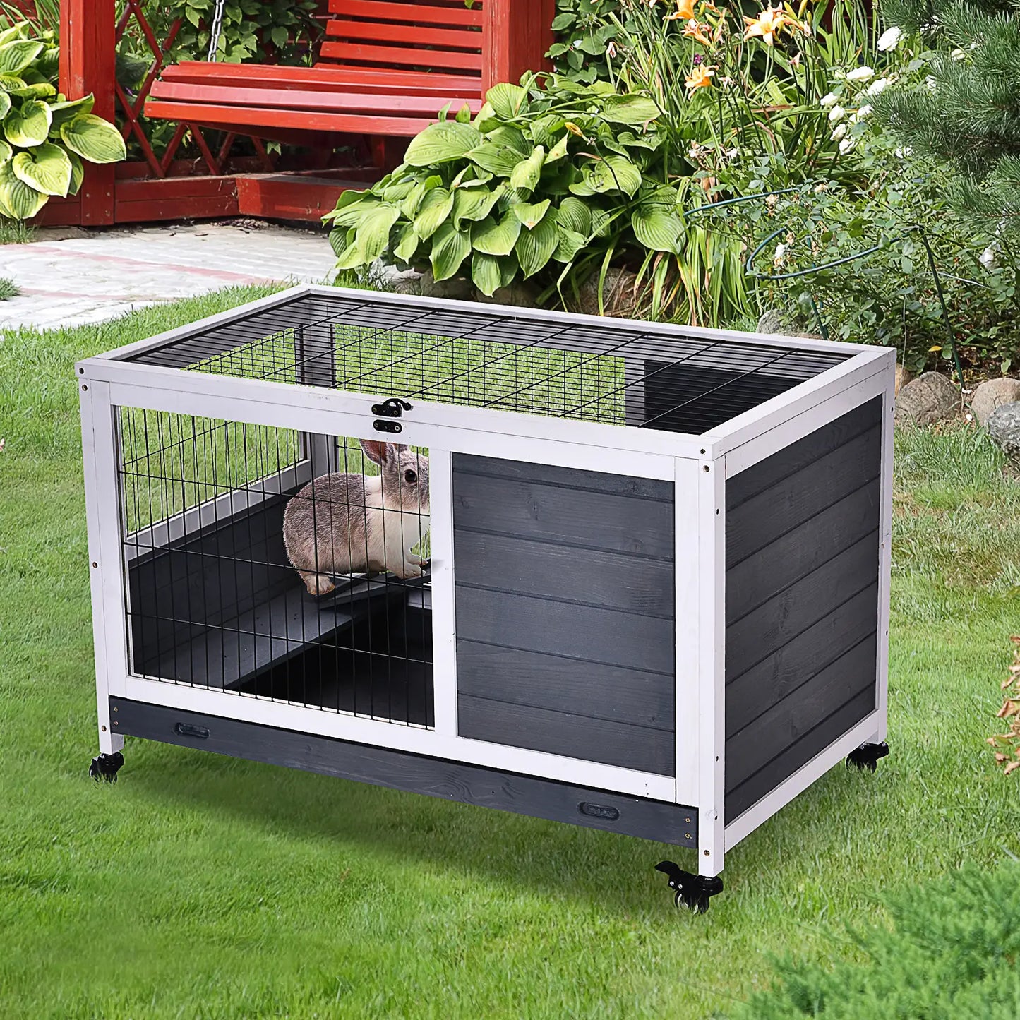 Clapier pour lapin & rongeurs sur roulettes
