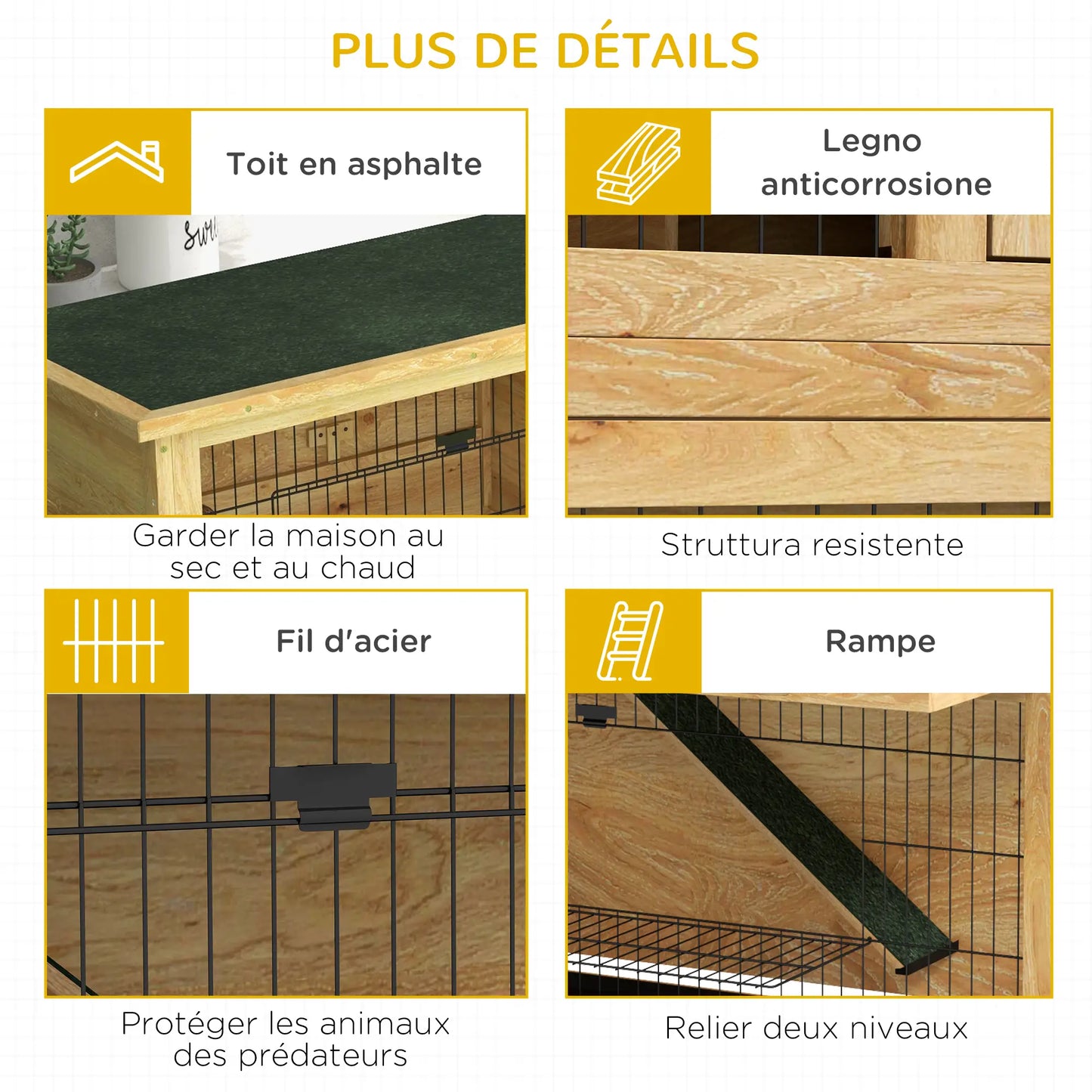 Clapier pour lapins & rongeurs en bois de sapin