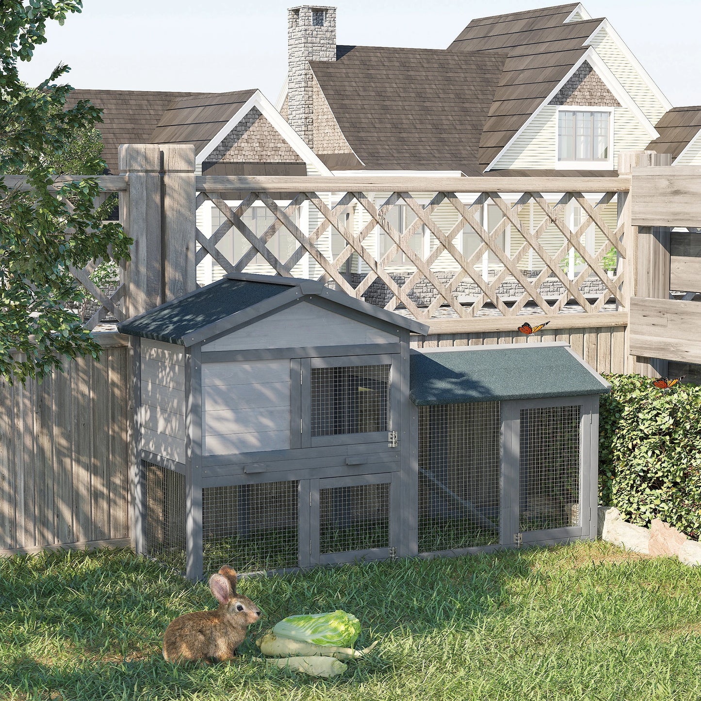 Clapier pour lapins & rongeurs en bois de pin
