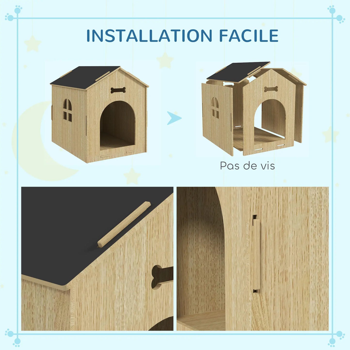 Niche pour chien en bois de chêne