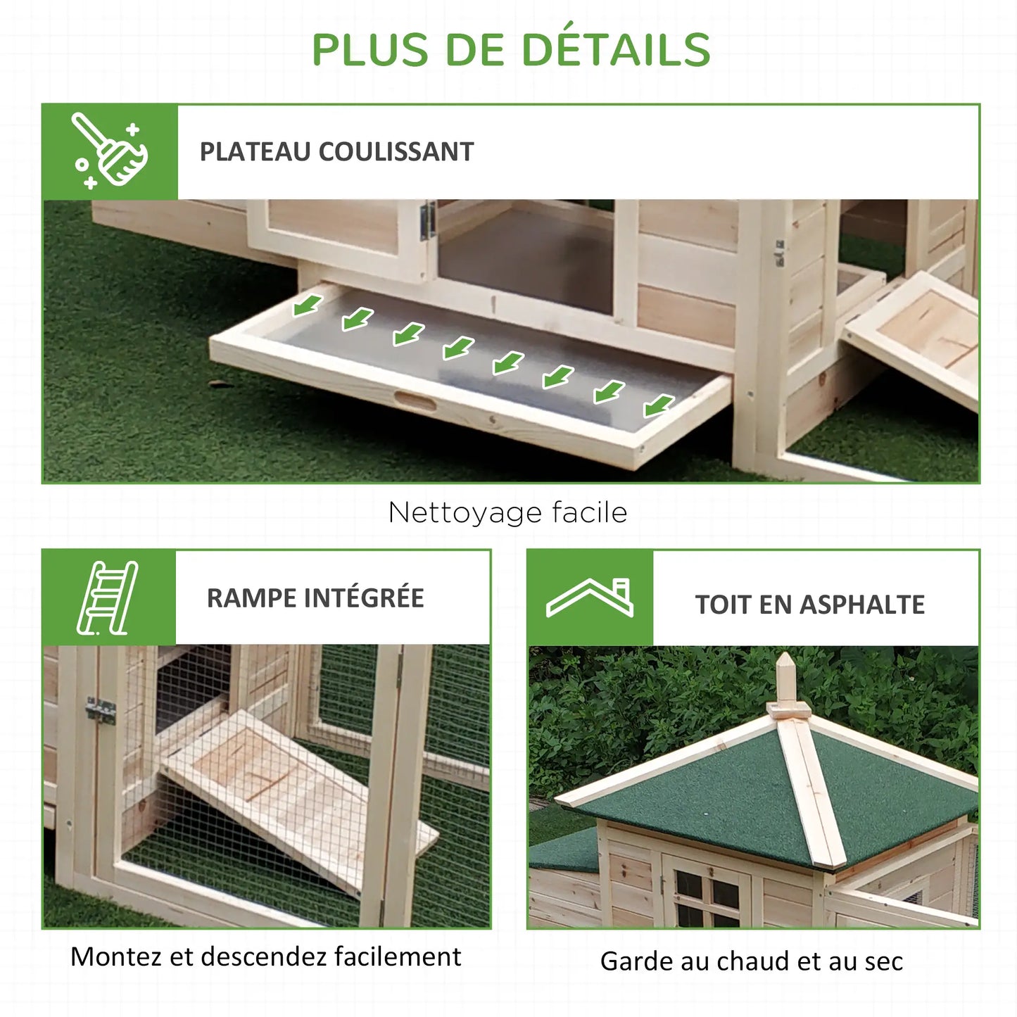 Poulailler cottage multi-équipement en bois de pin