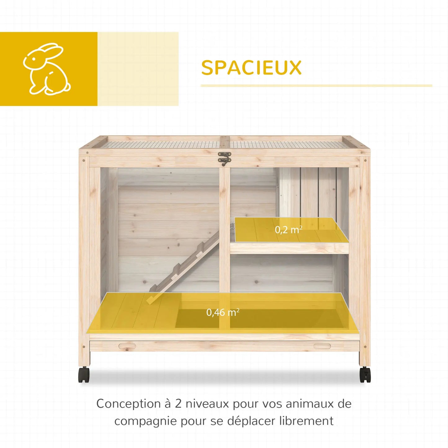 Clapier pour lapins & rongeurs sur roulettes