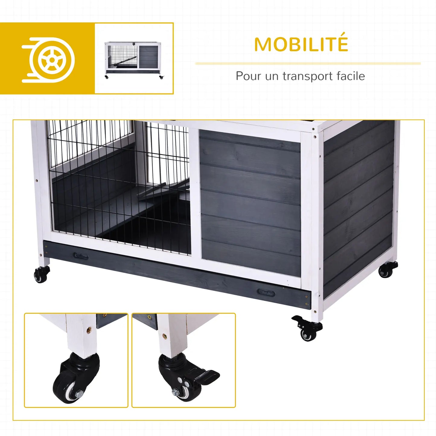 Clapier pour lapin & rongeurs sur roulettes