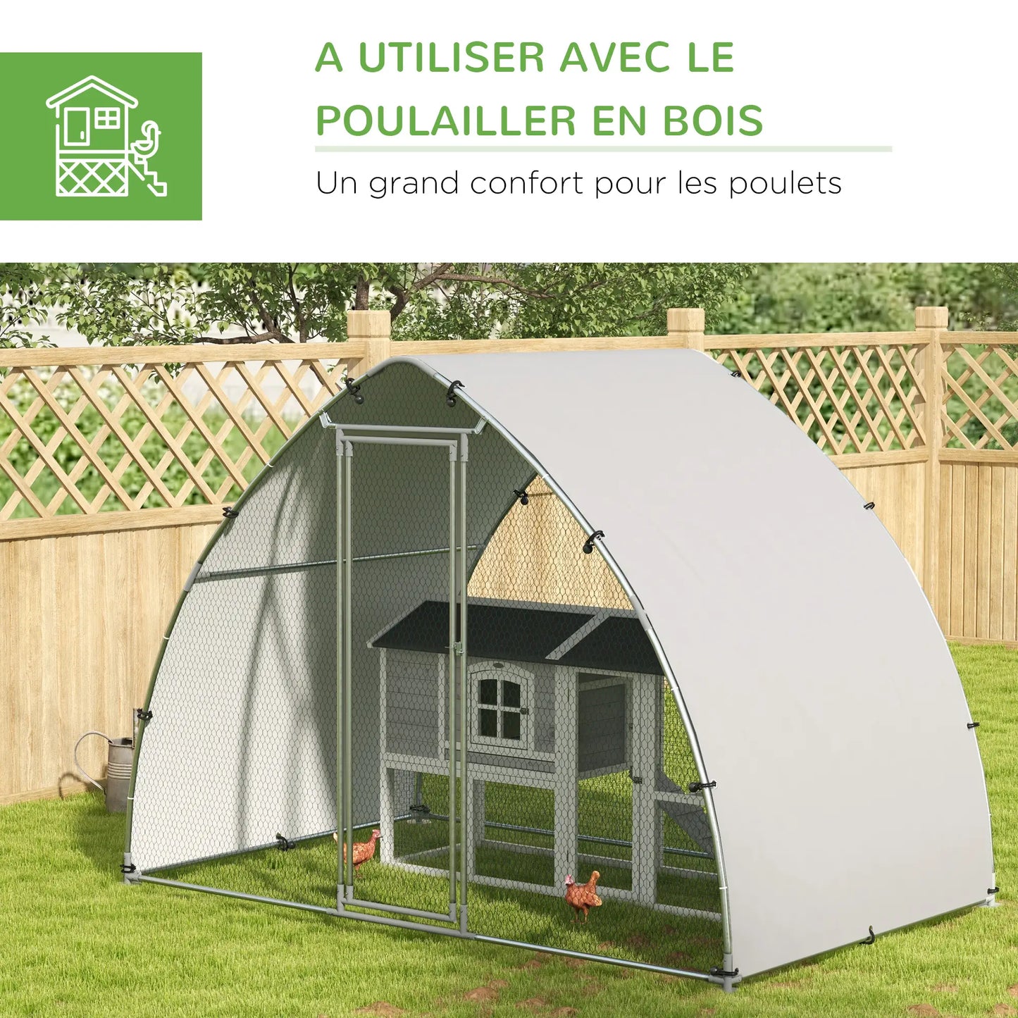 Volière 5,75m² avec toit anti-UV