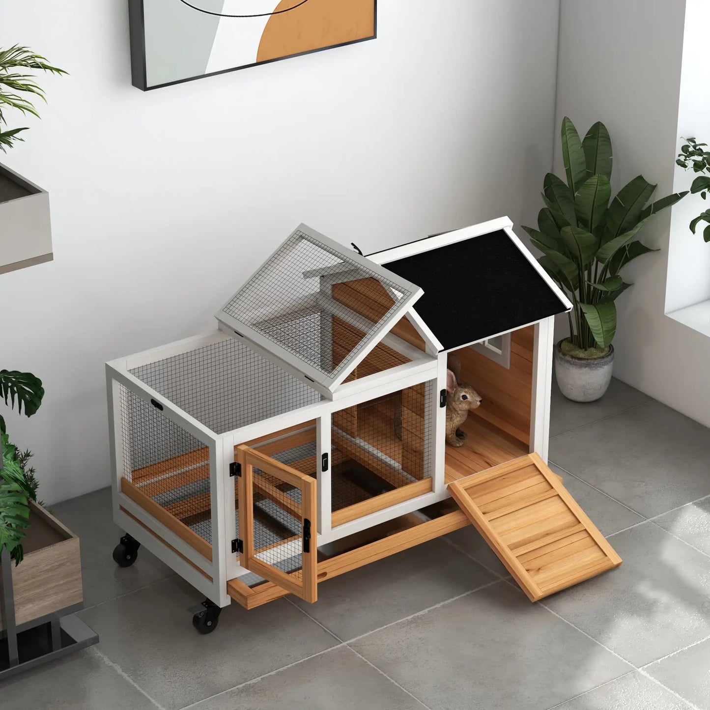Clapier pour lapins & rongeurs sur roulettes