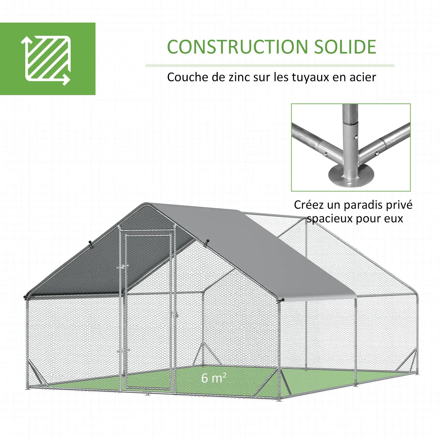 Volière 12 m² en acier
