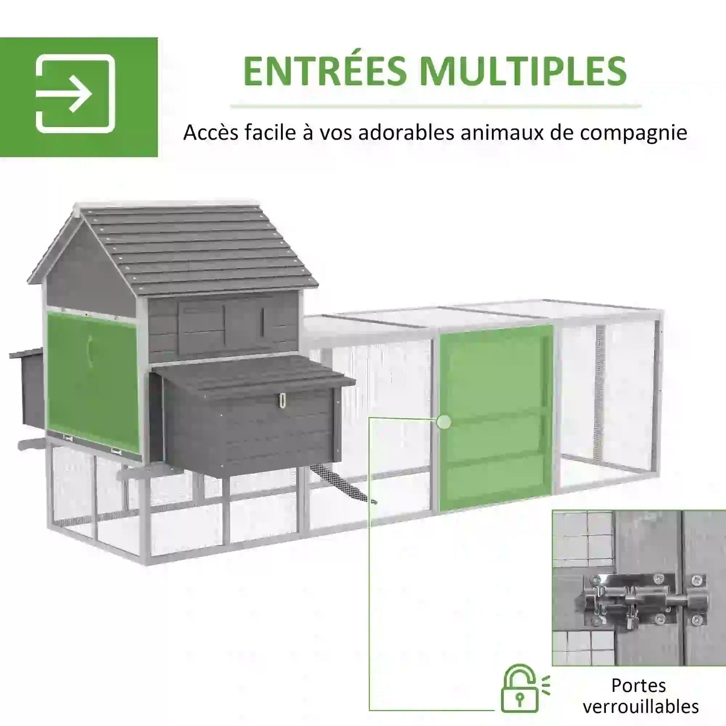 Poulailler en bois avec 2 nichoirs