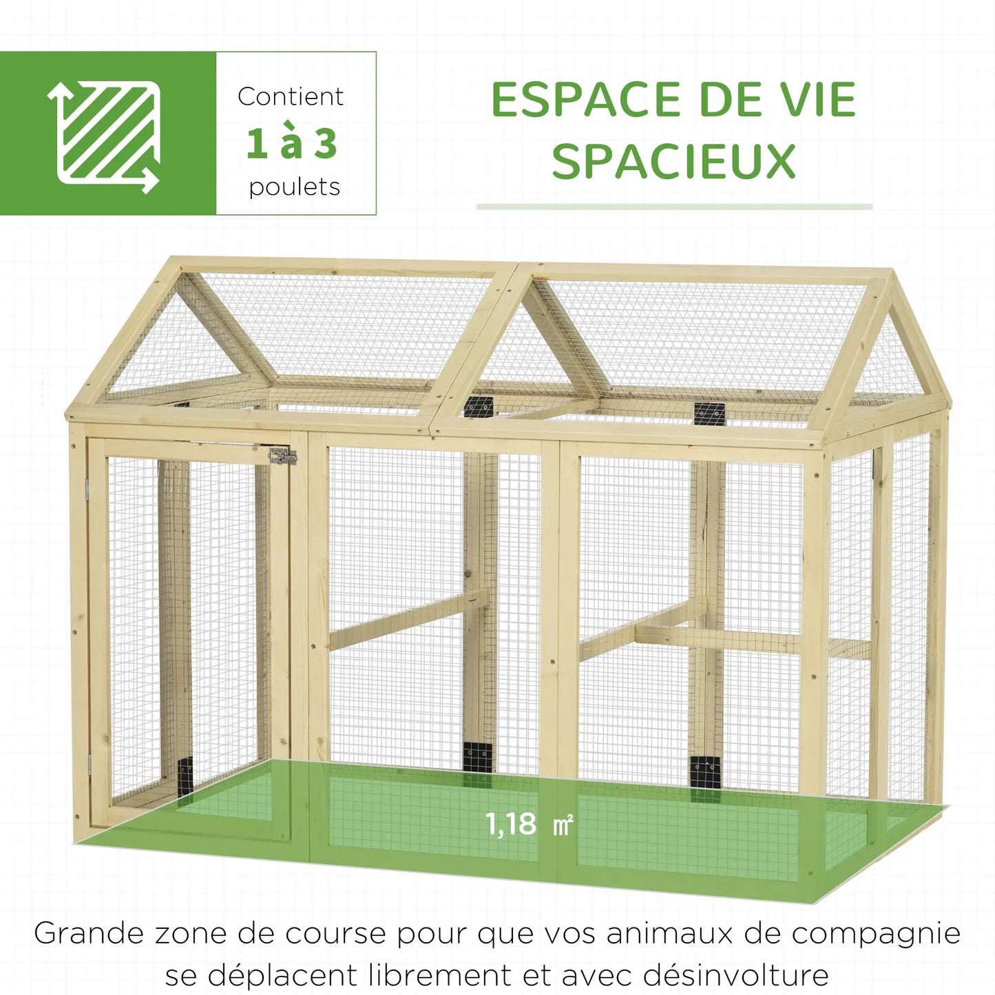 Poulailler 140 x 88,5 x 106 en bois de sapin