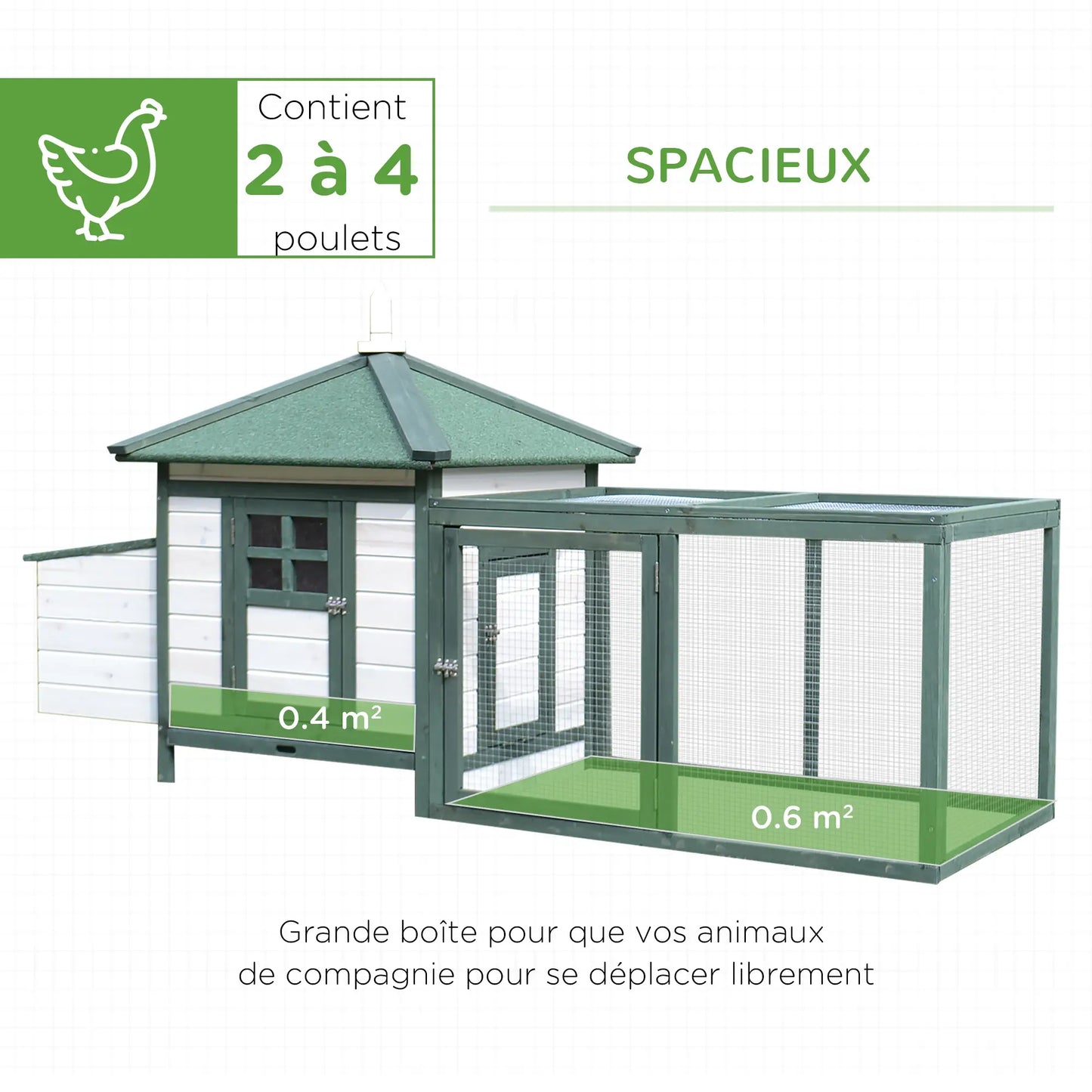 Poulailler cottage multi-équipement en bois de pin