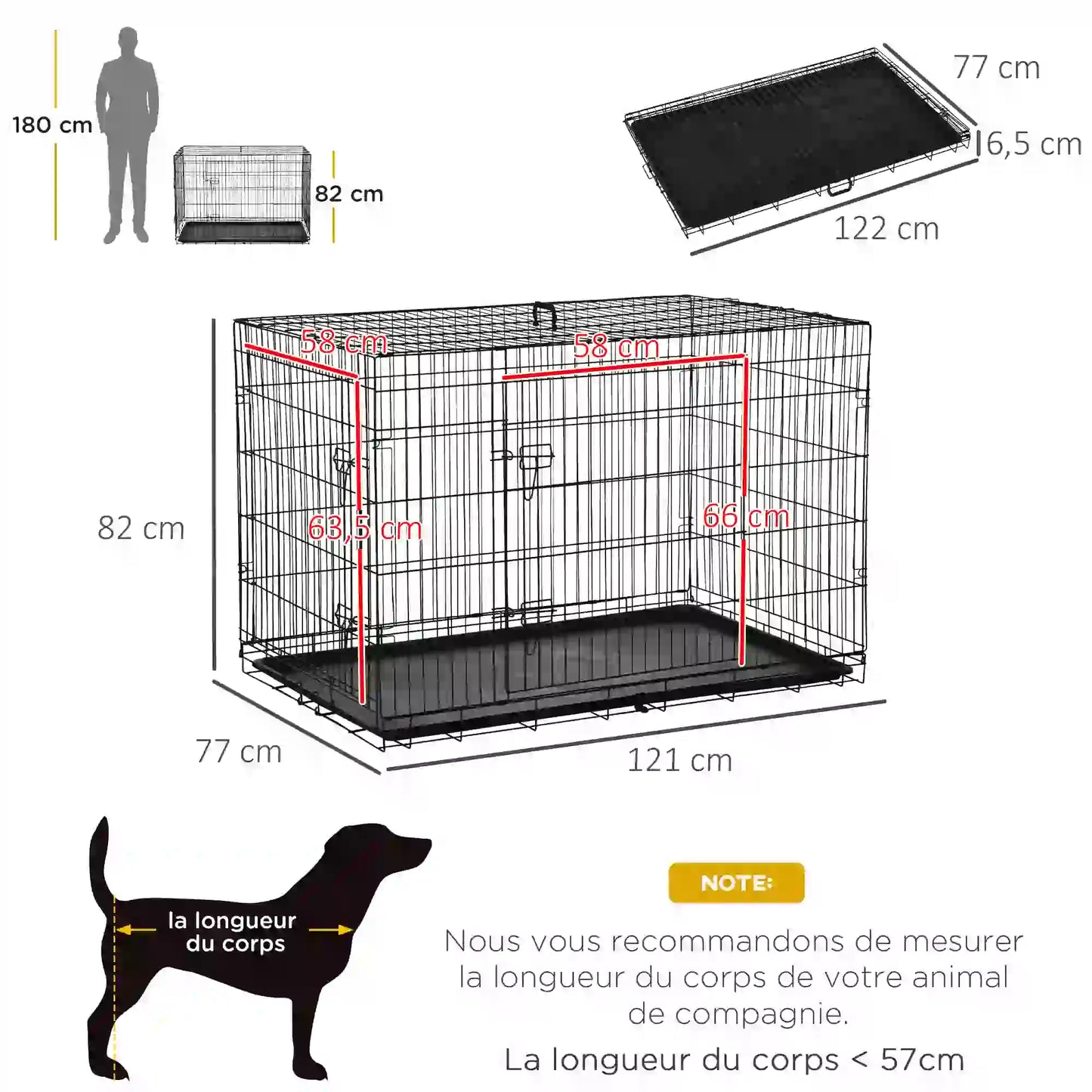 Cage de transport pliante pour chien en acier