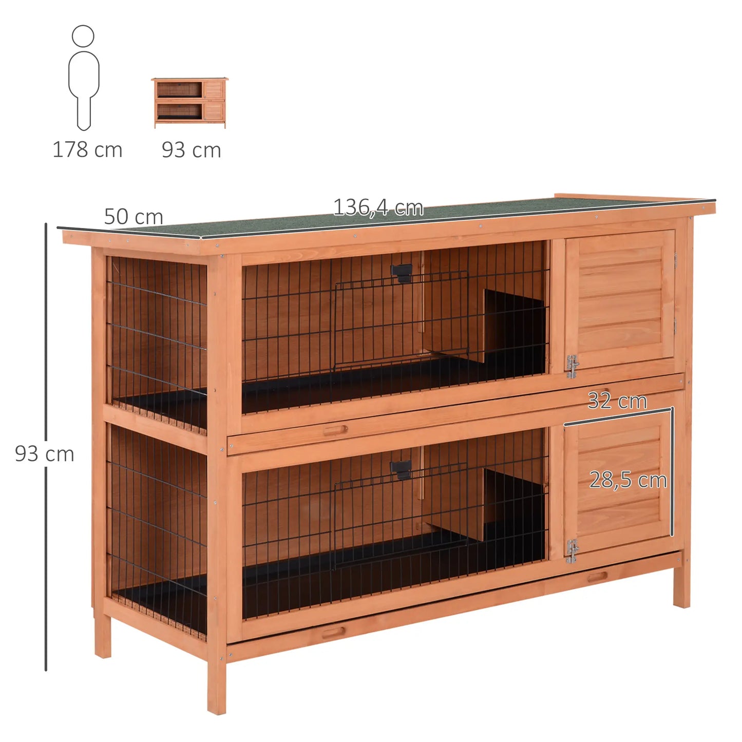 Clapier pour lapins & rongeurs en bois de pin