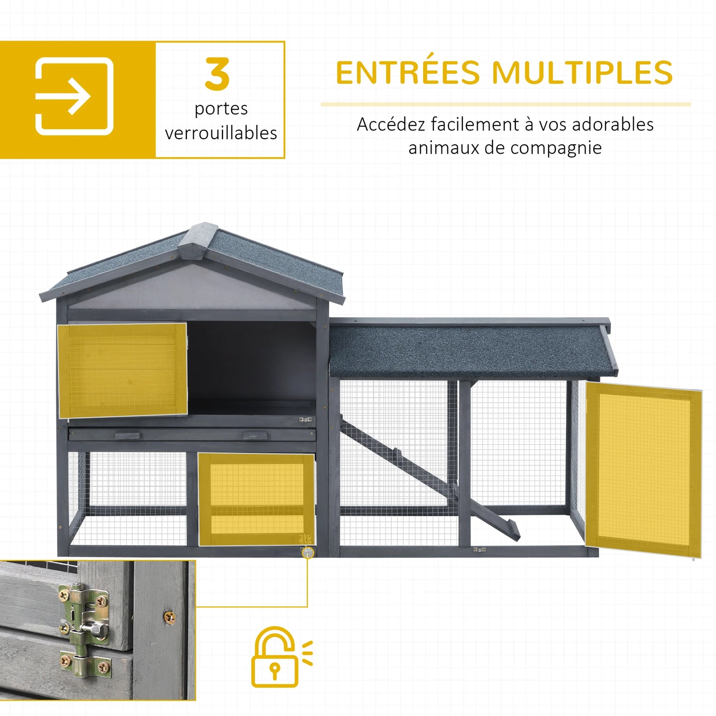 Clapier pour lapins & rongeurs en bois de pin