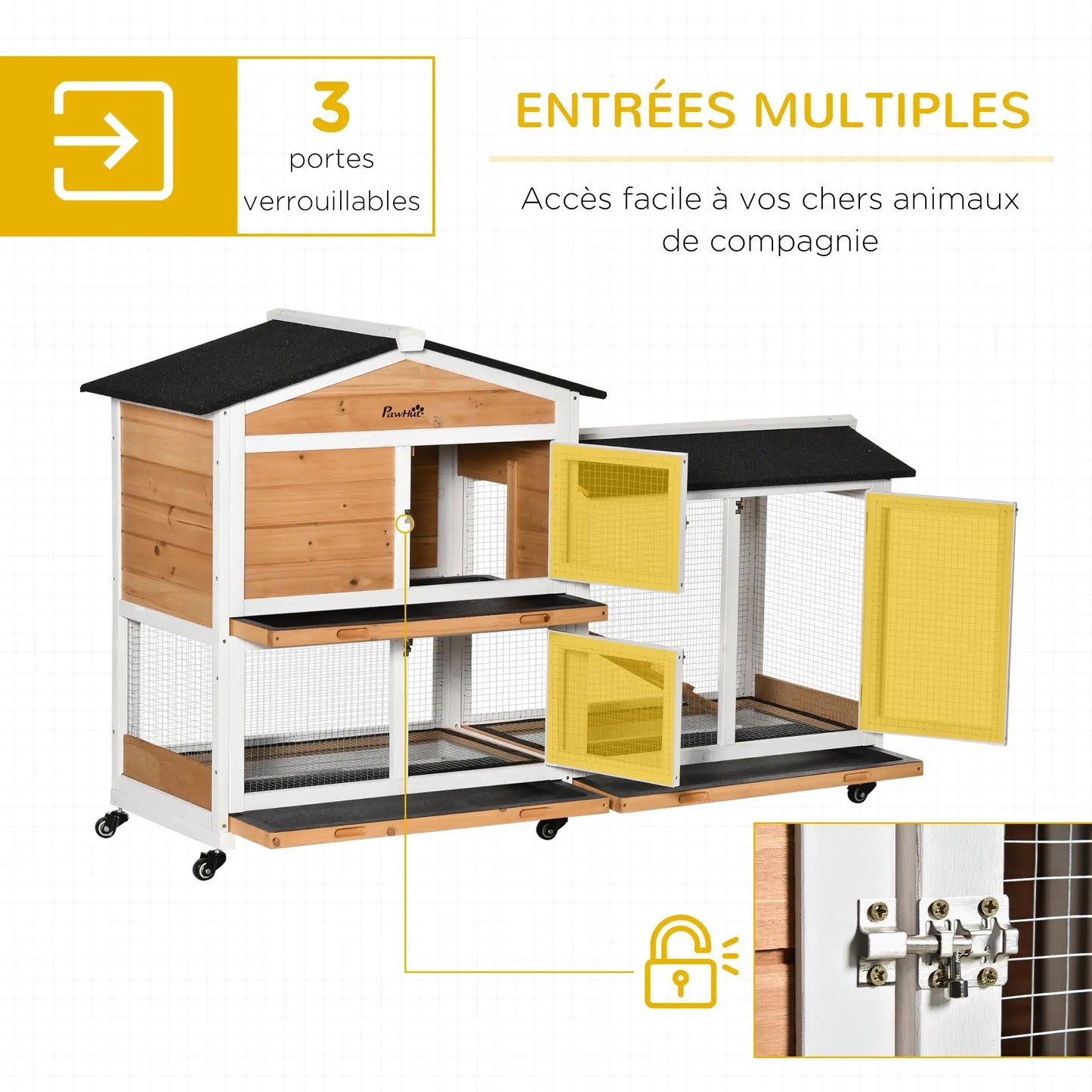 Clapier pour lapins & rongeurs en bois de sapin