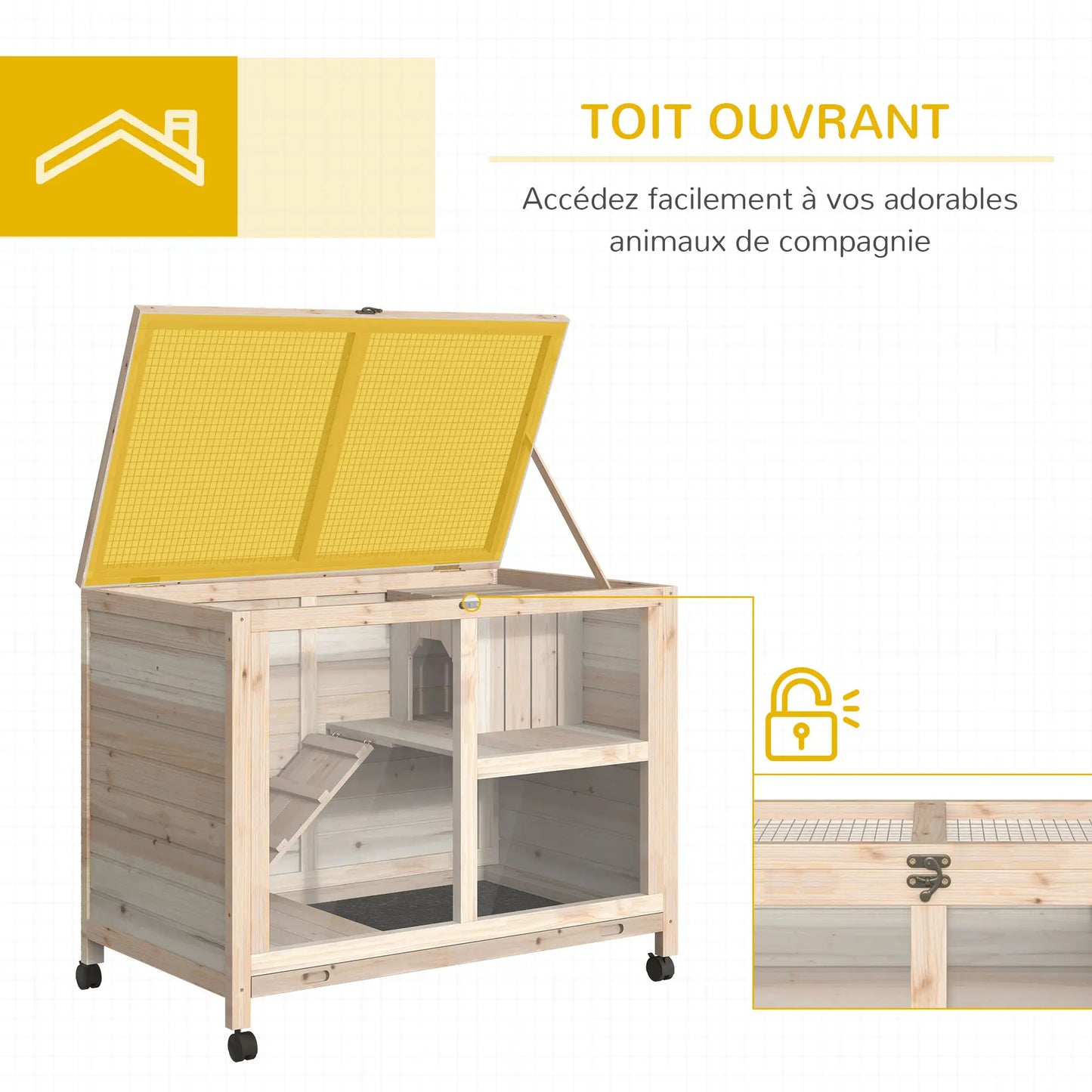 Clapier pour lapins & rongeurs sur roulettes