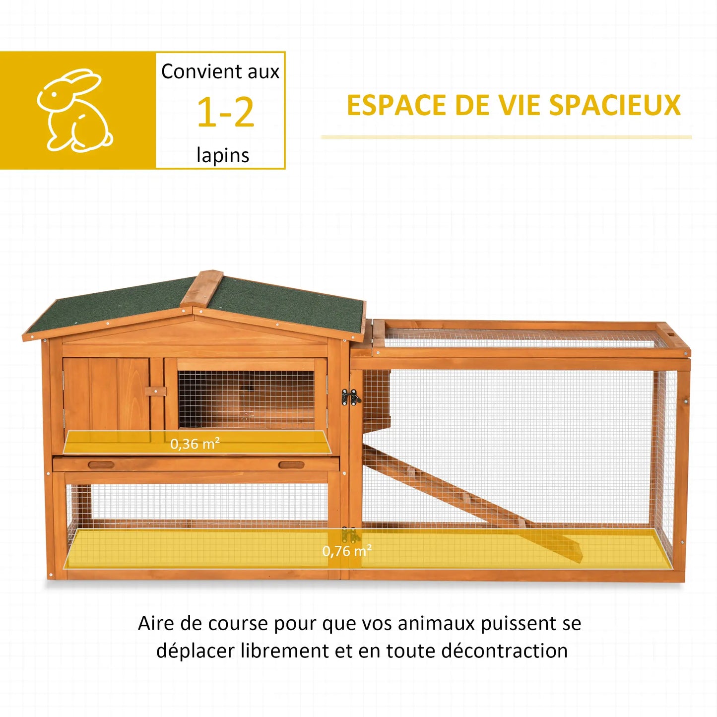 Clapier pour lapins & rongeurs en bois de pin