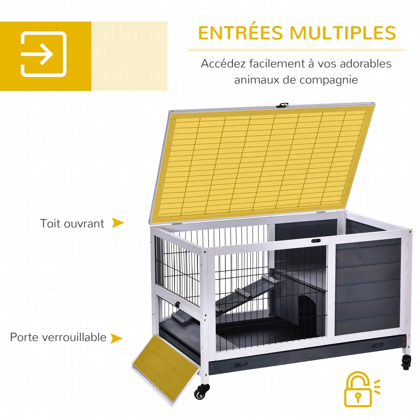 Clapier pour lapin & rongeurs sur roulettes