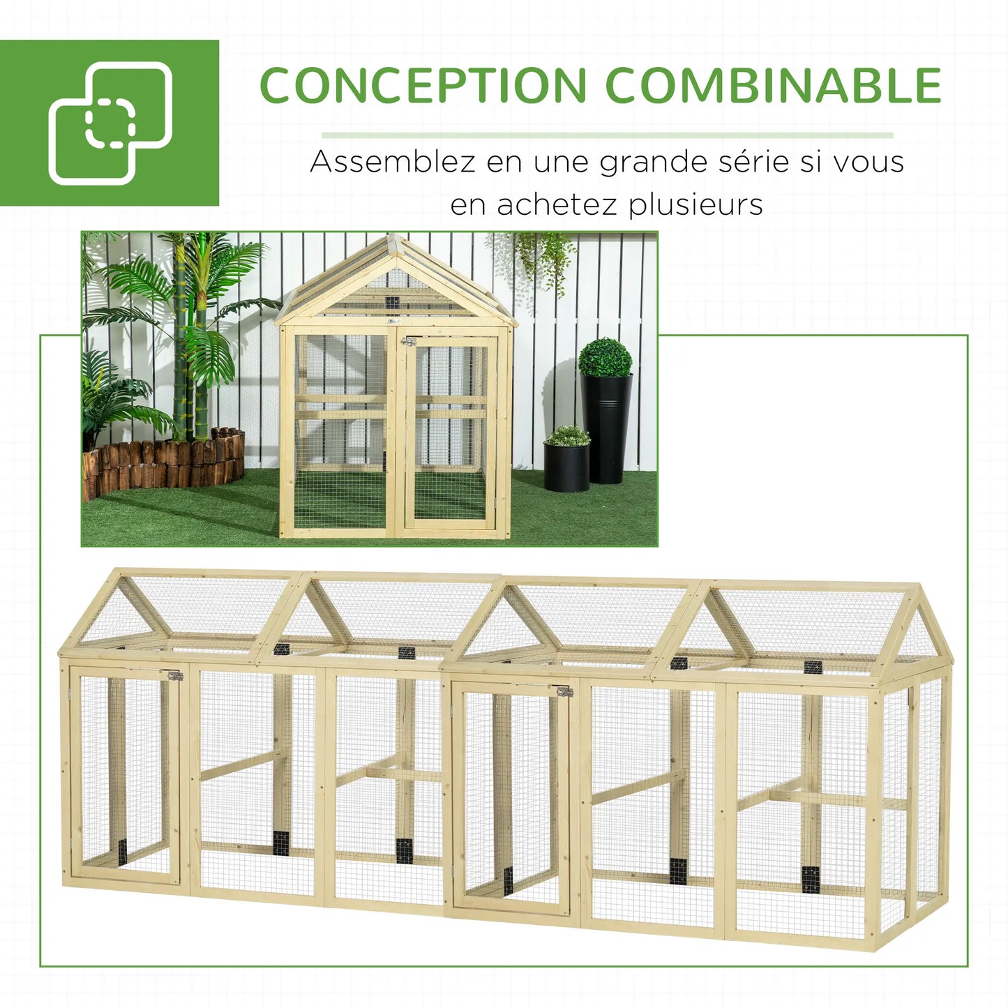Poulailler 140 x 88,5 x 106 en bois de sapin