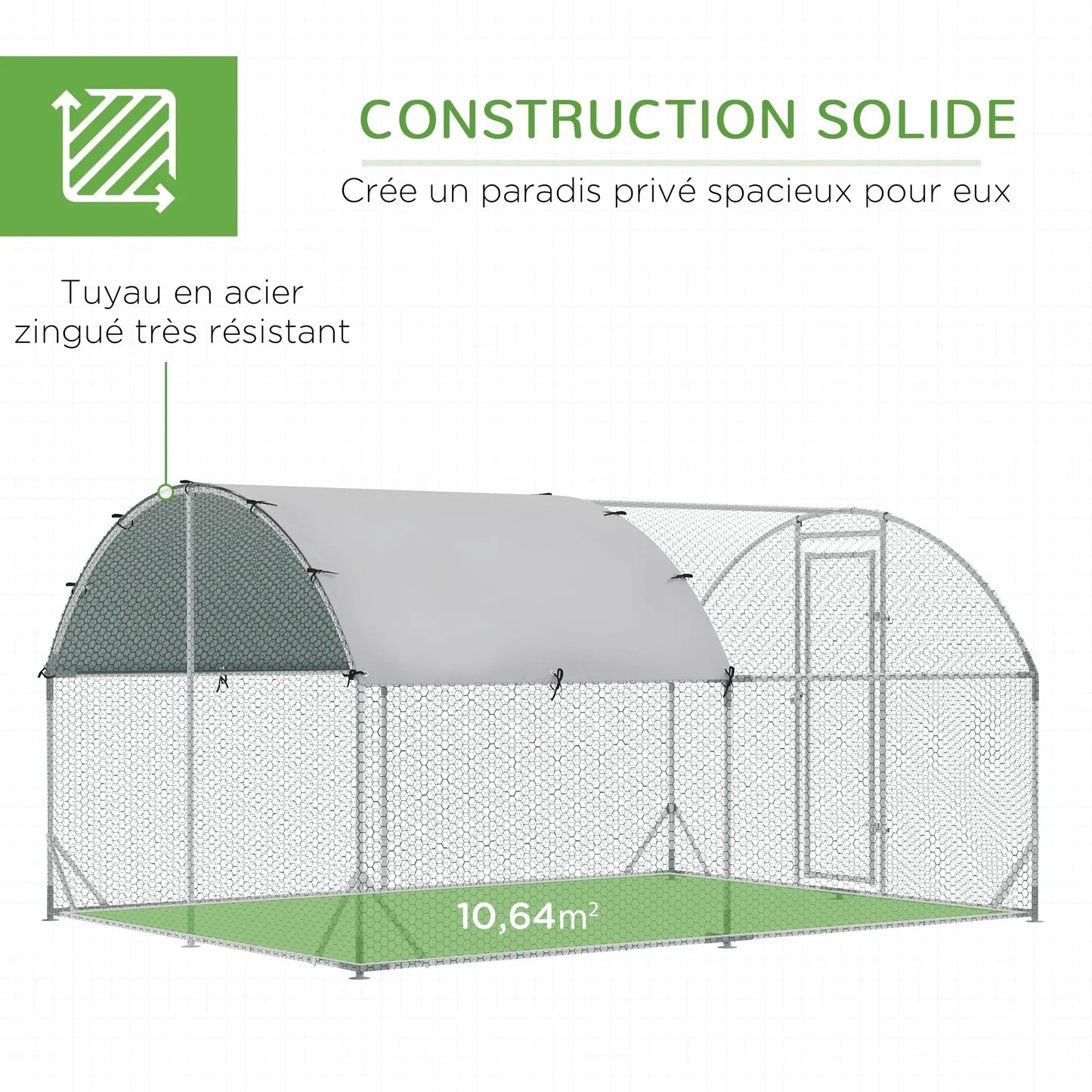 Volière 10,64 ㎡ avec toit anti-UV