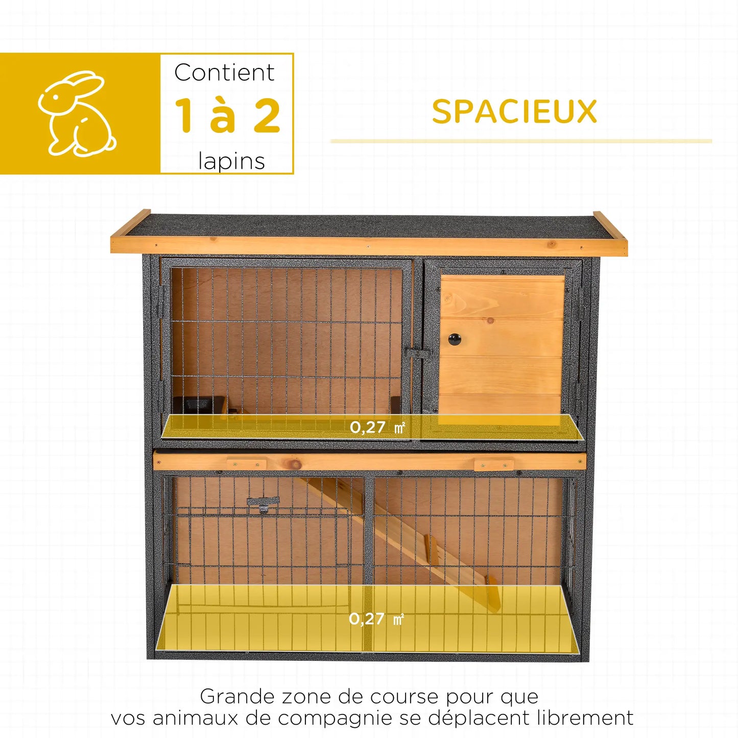 Clapier pour lapins & rongeurs en bois de pin