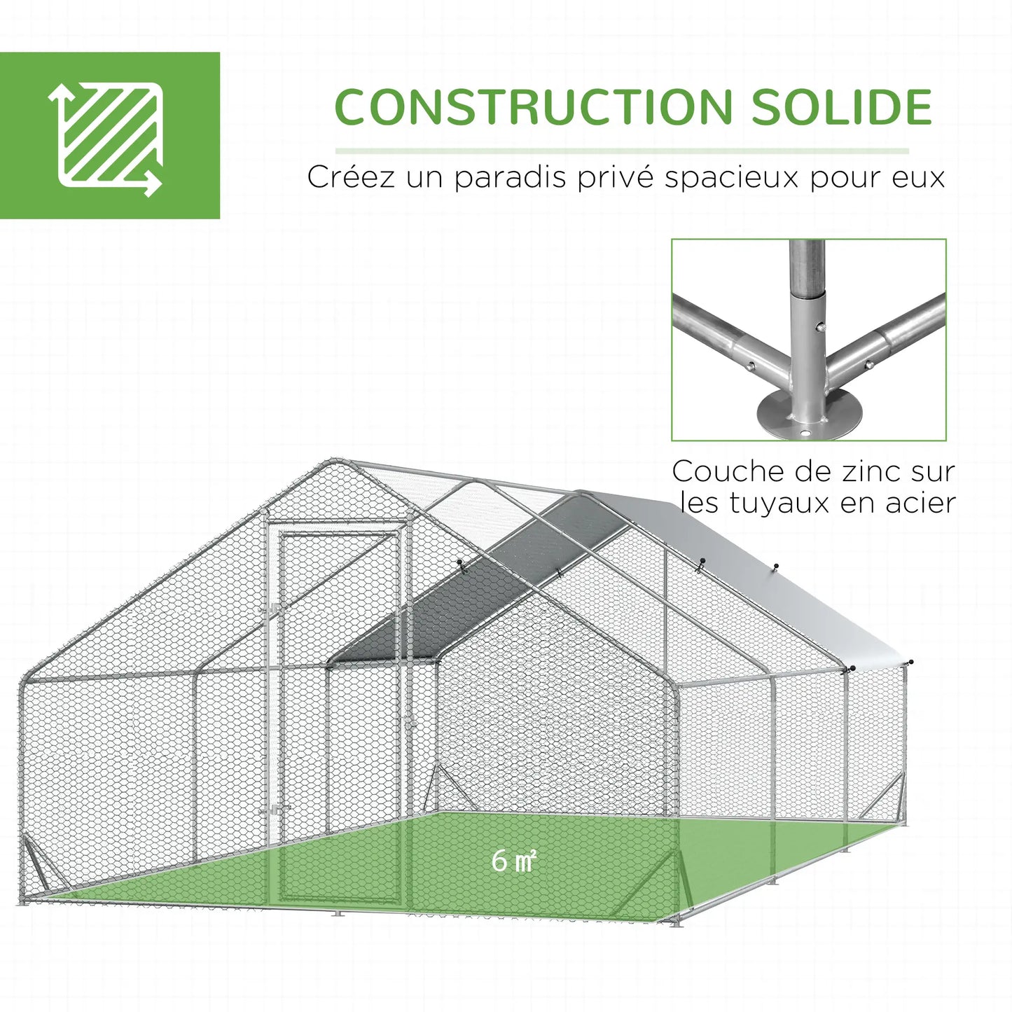 Volière 18 m² en acier