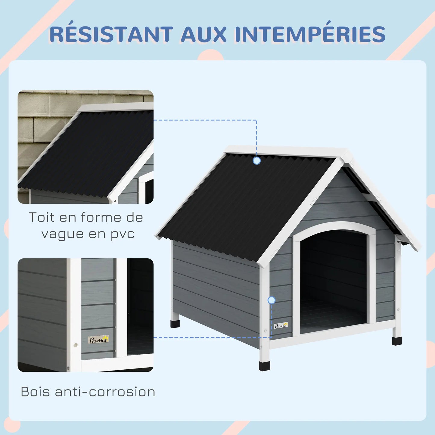 Niche pour chien extérieure en bois de sapin