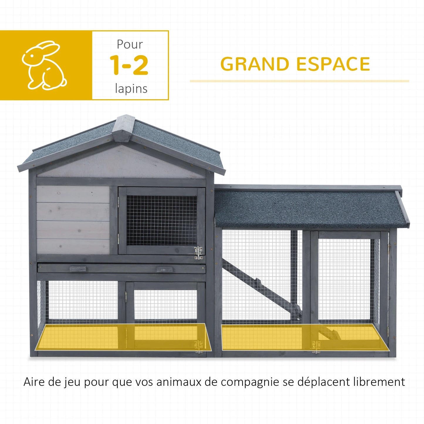 Clapier pour lapins & rongeurs en bois de pin