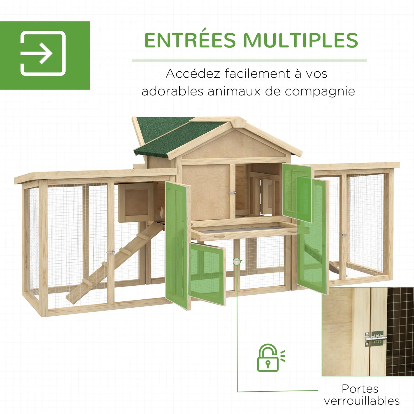 Poulailler / Clapier multi-équipement en bois de sapin