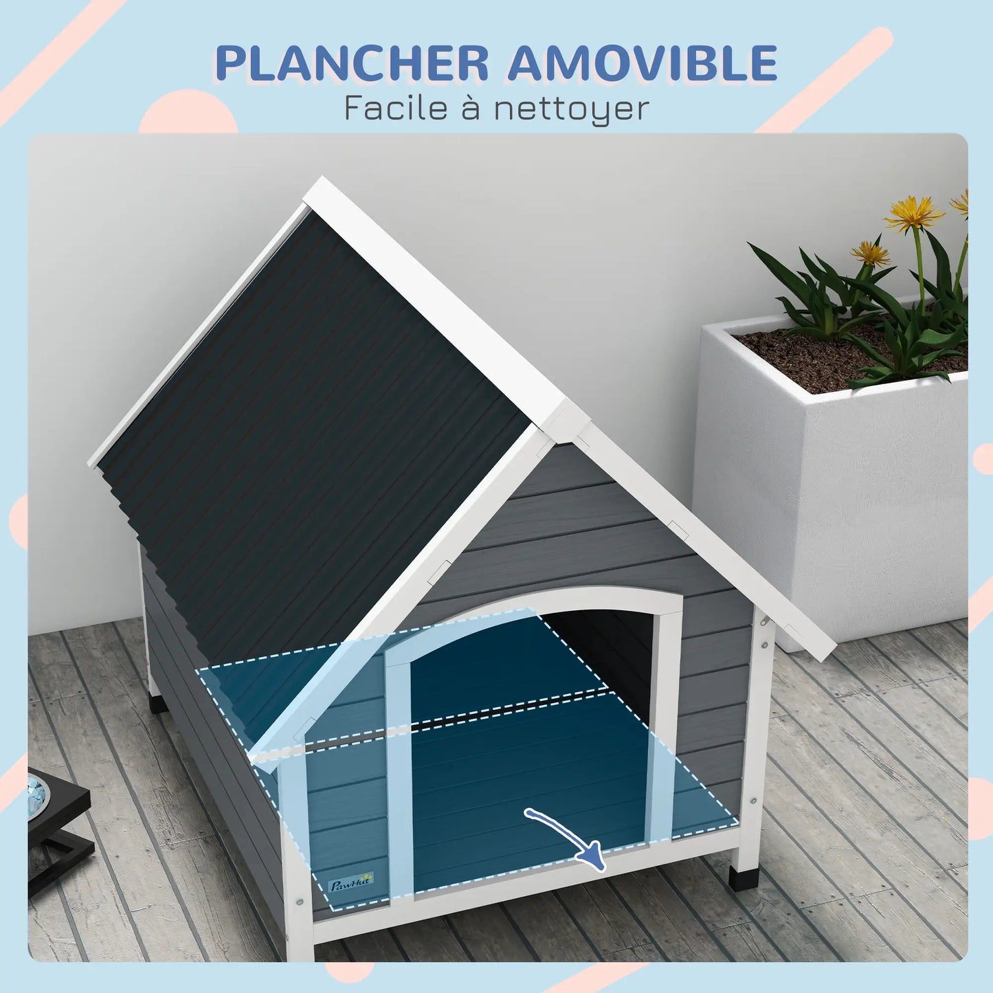 Niche pour chien extérieure en bois de sapin