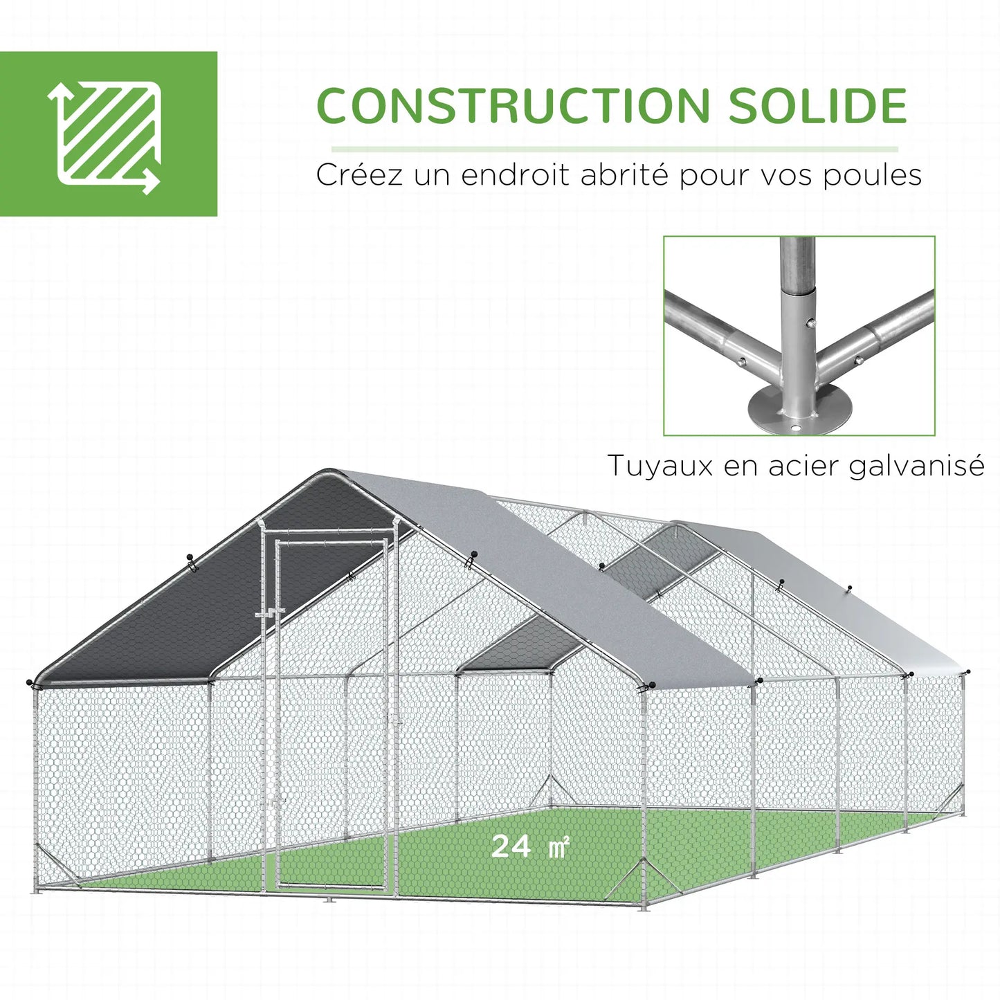 Volière 24 m² en acier