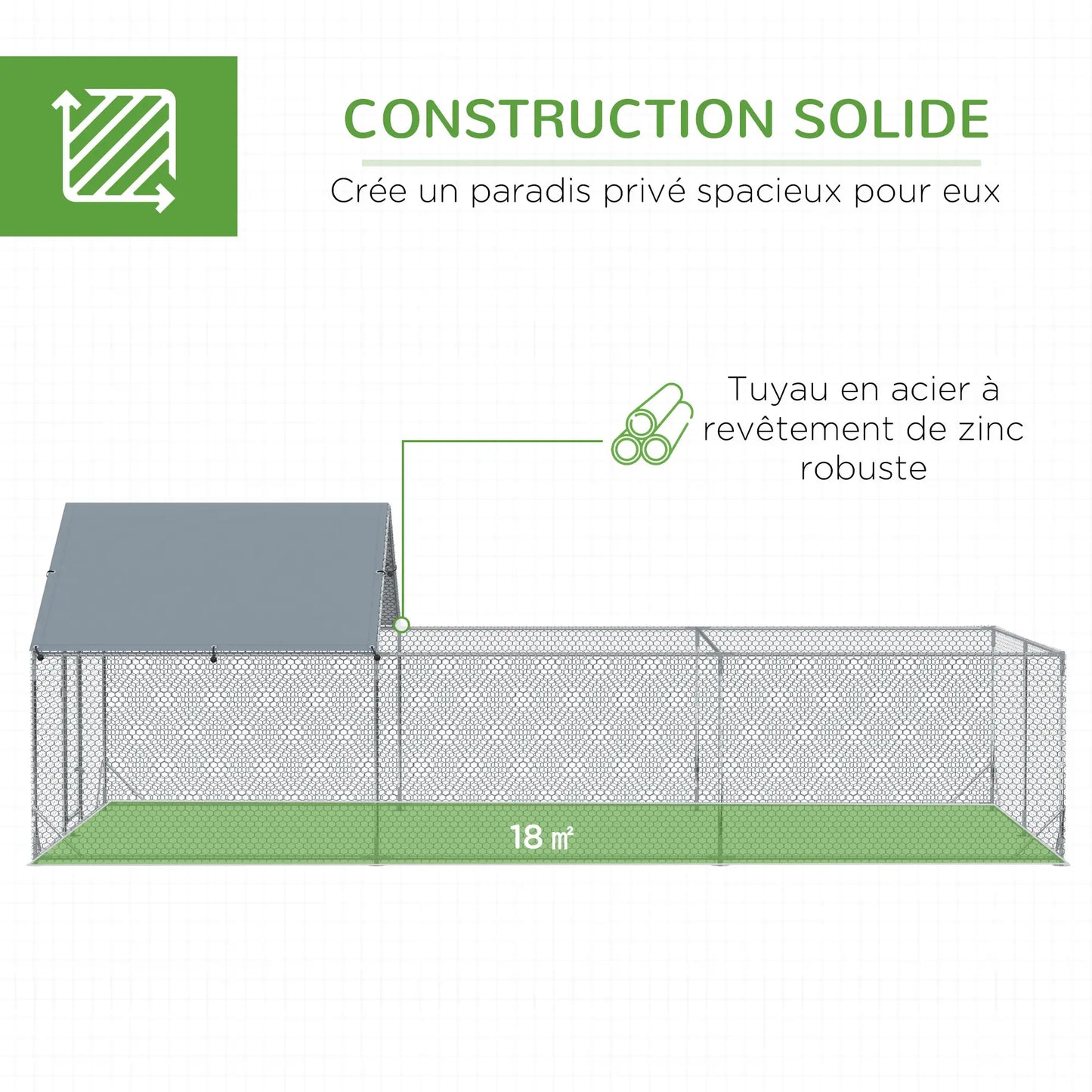 Volière 18 m² en acier