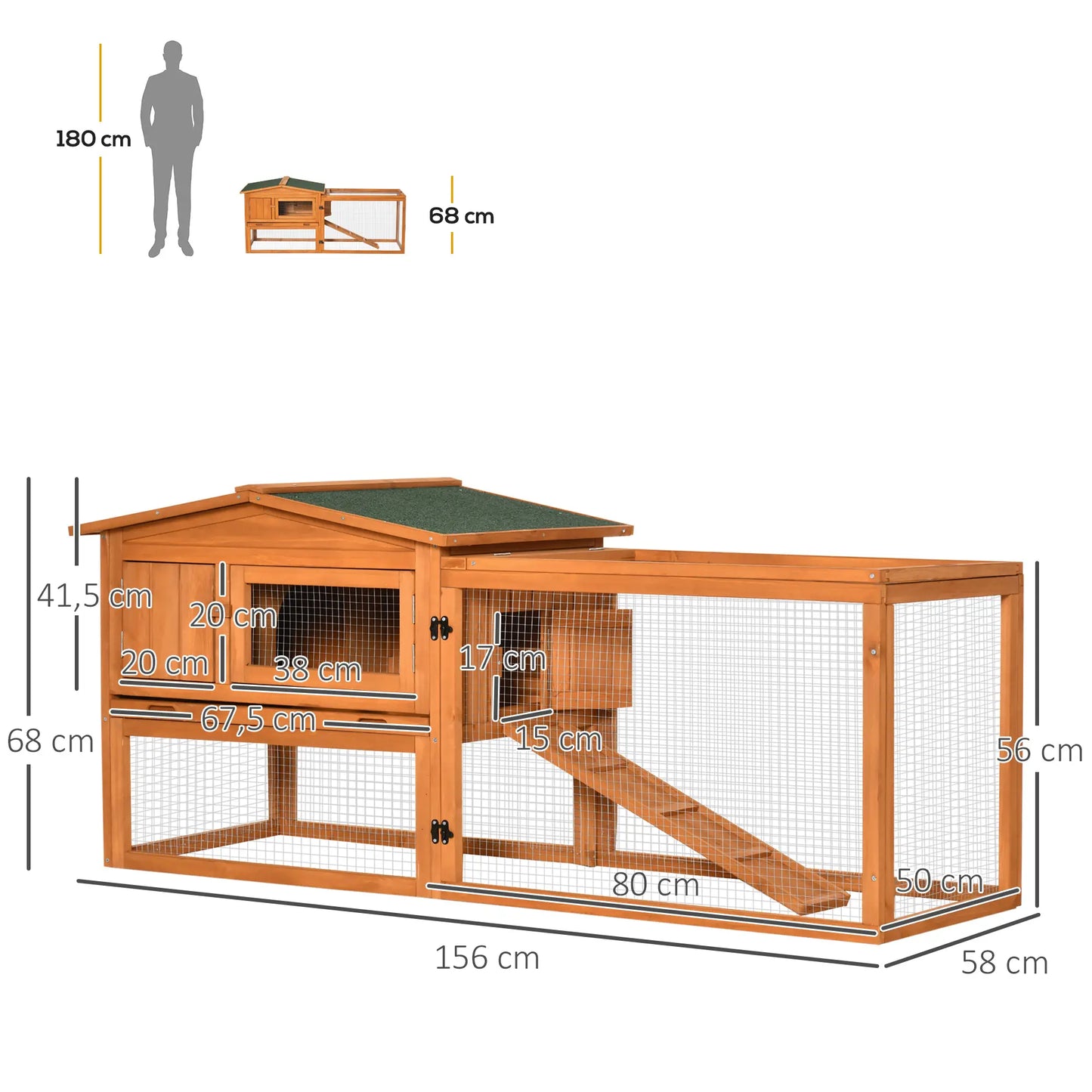 Clapier pour lapins & rongeurs en bois de pin