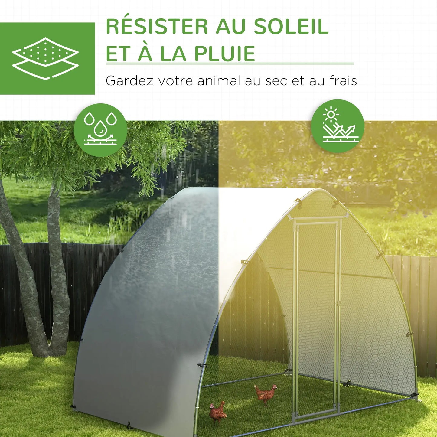 Volière 5,75m² avec toit anti-UV