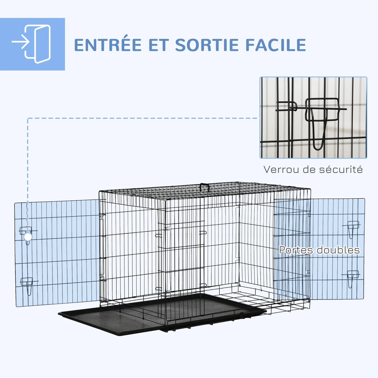 Cage de transport pliante pour chien en acier