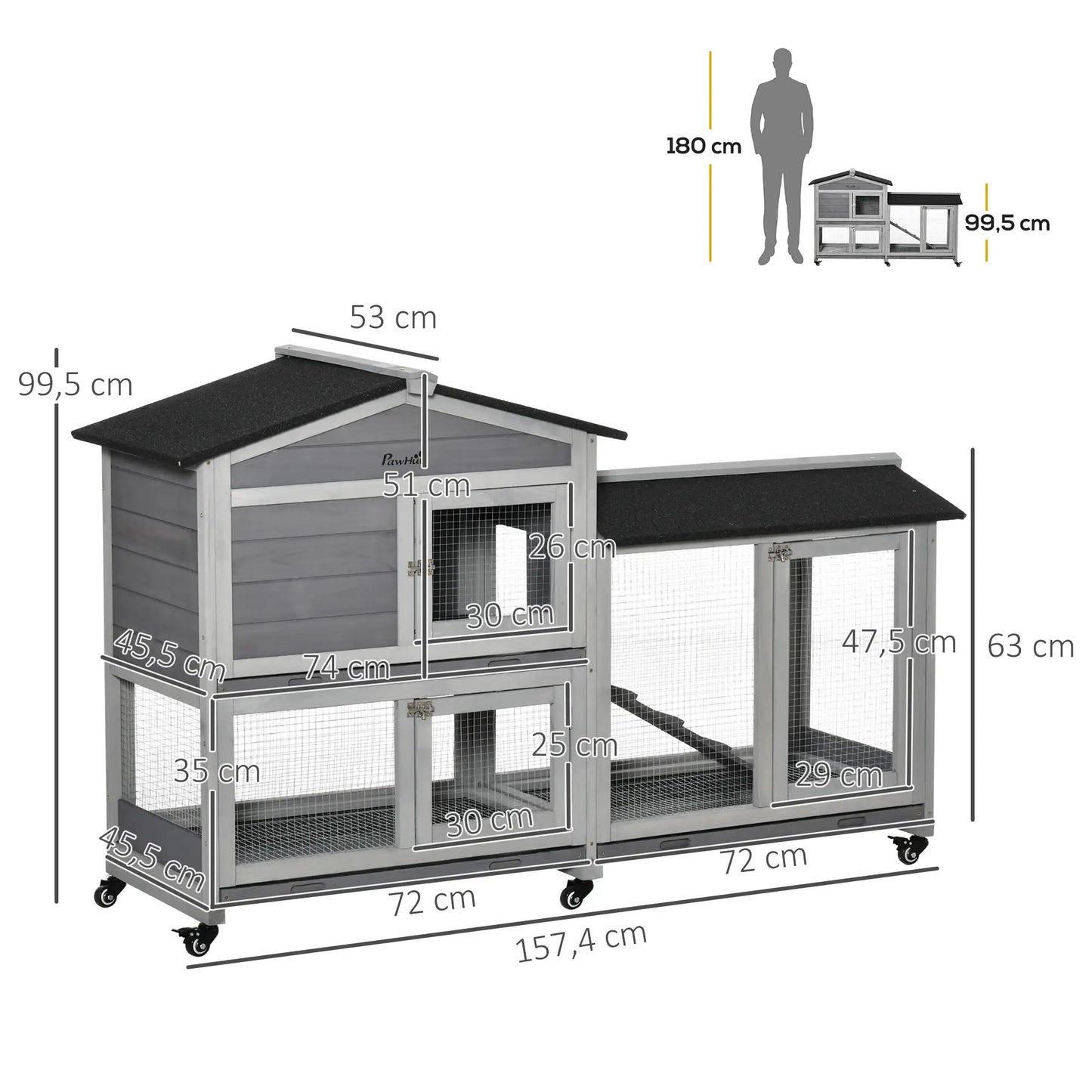 Clapier pour lapins & rongeurs en bois de sapin