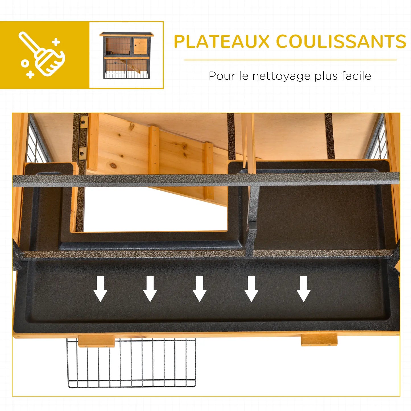 Clapier pour lapins & rongeurs en bois de pin