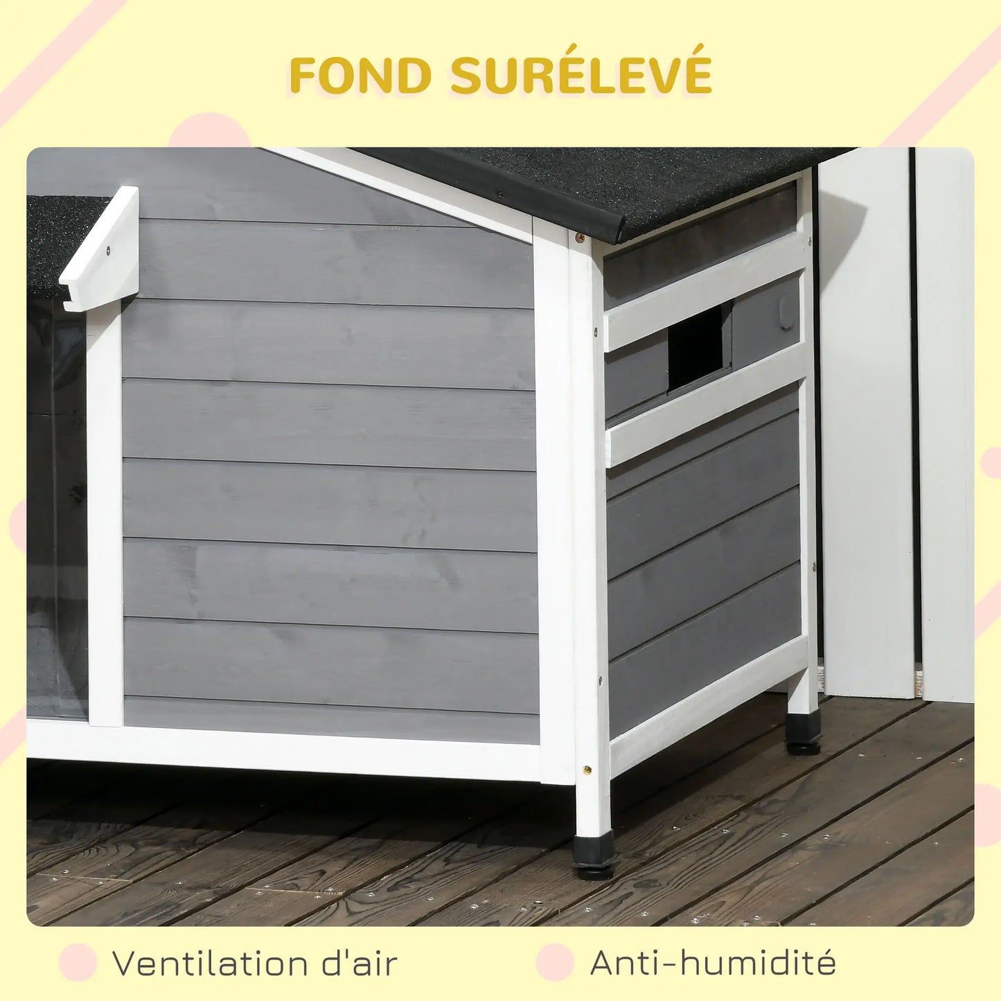Niche pour chien style cottage en bois de sapin