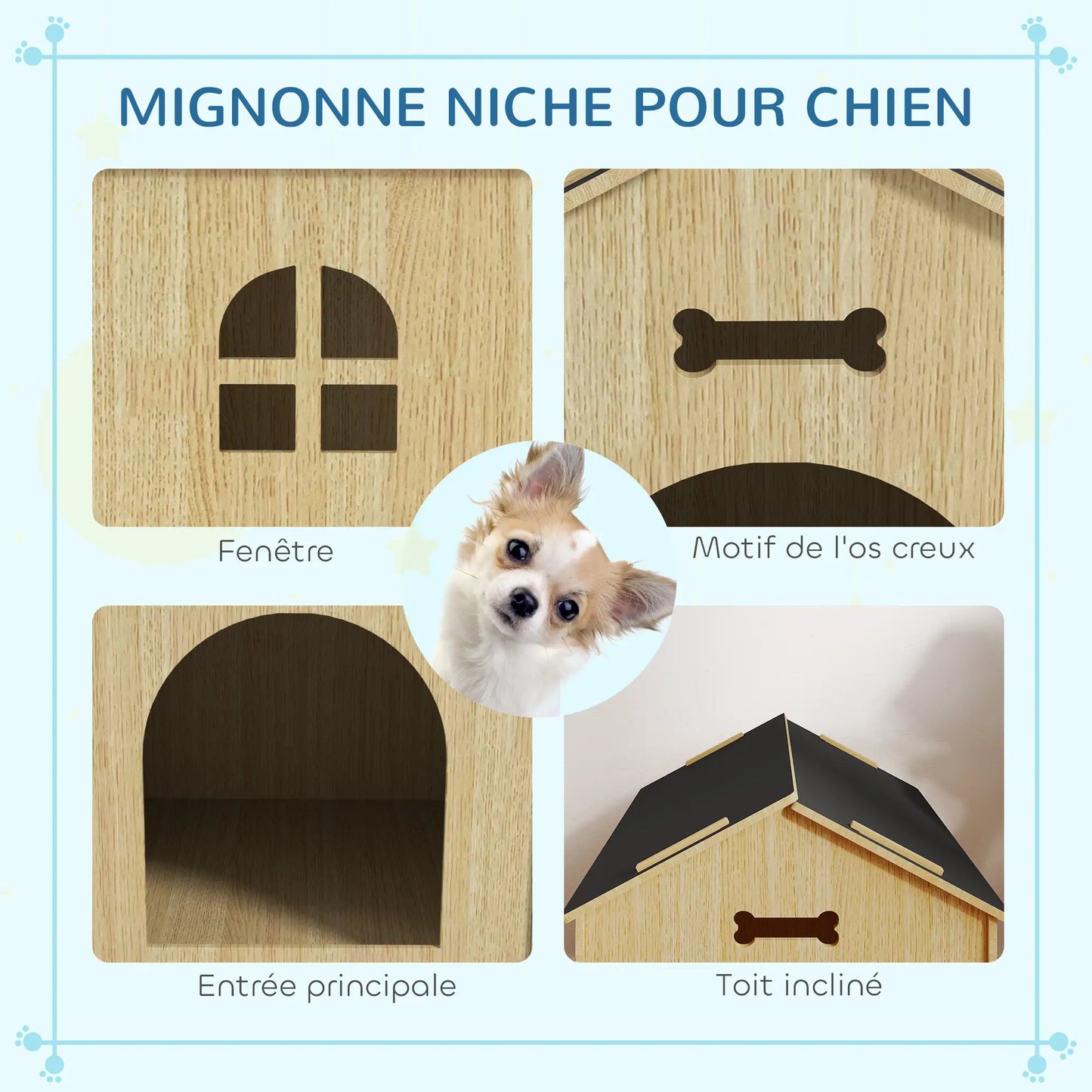 Niche pour chien en bois de chêne