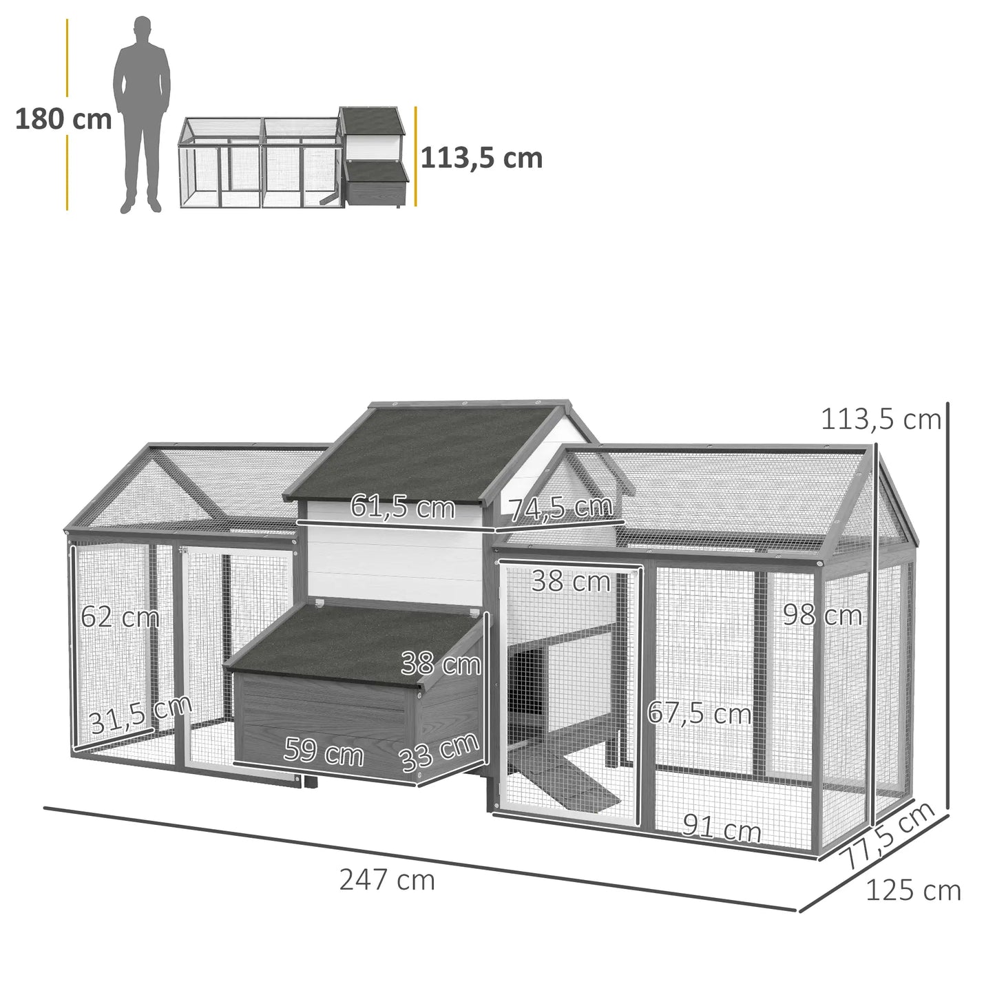 Poulailler en bois avec 2 enclos modulables